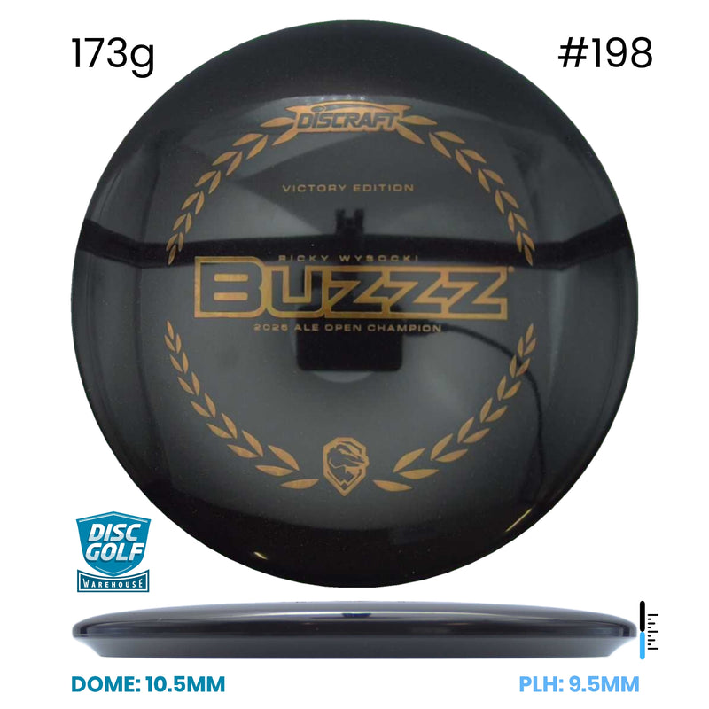 Disc Golf Warehouse Discraft Buzzz - Midnight Sparkle Plastic - Ricky Wysocki Ale Open Victory Edition Black/#198/Gold 173g
