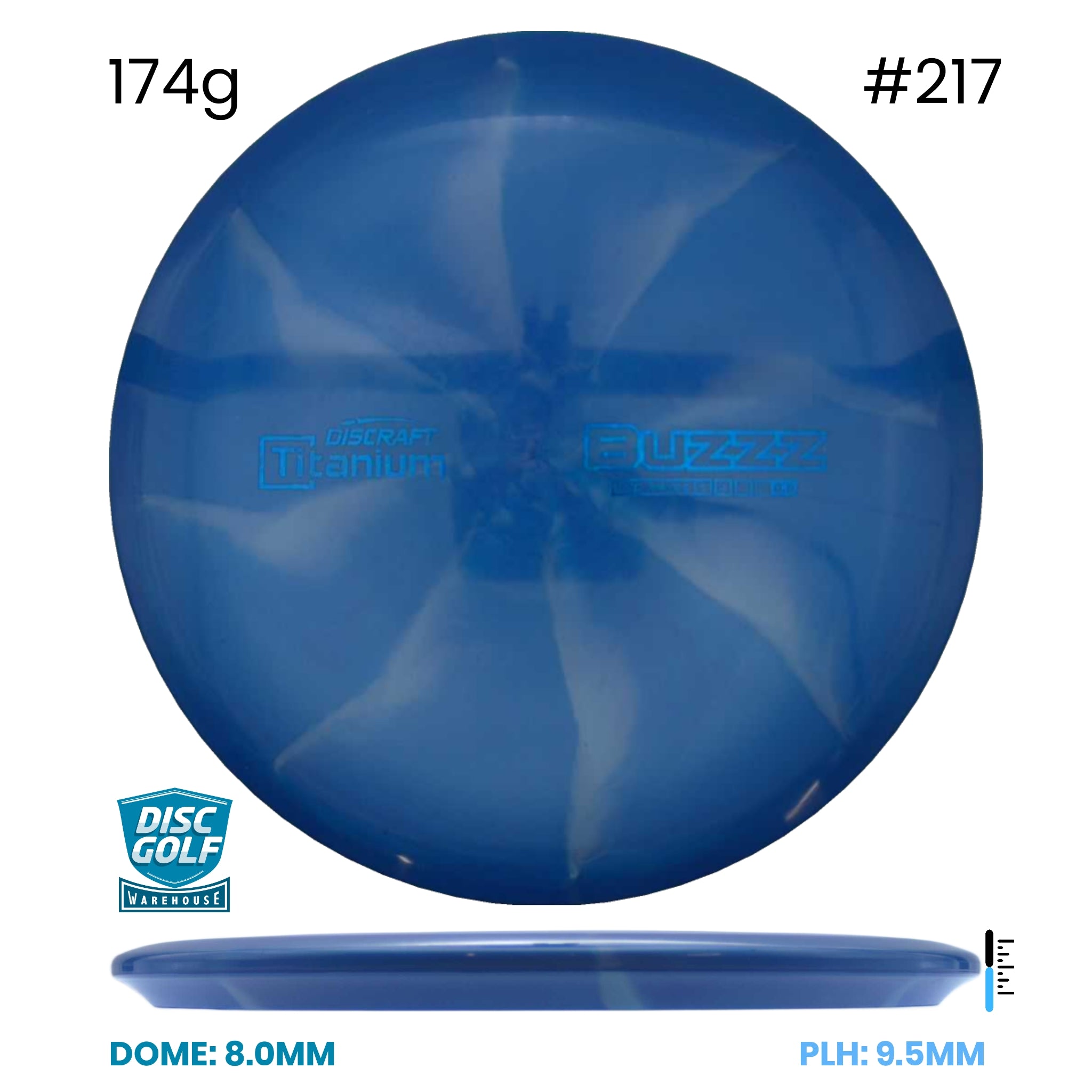 Disc Golf Warehouse Discraft Buzzz - Titanium Plastic Blue/#217/Blue Metallic 174g