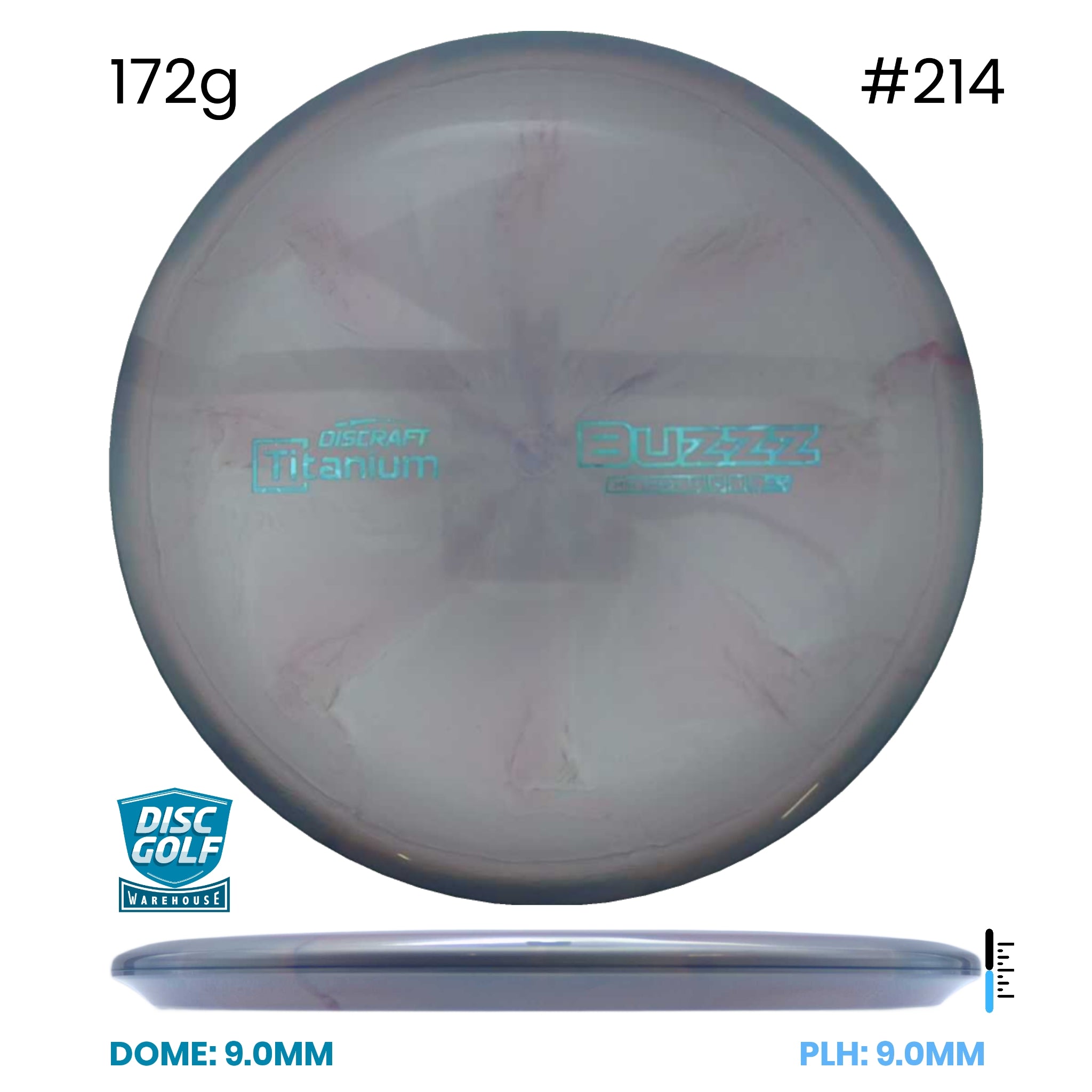 Disc Golf Warehouse Discraft Buzzz - Titanium Plastic Gray/#214/Green Metallic 172g