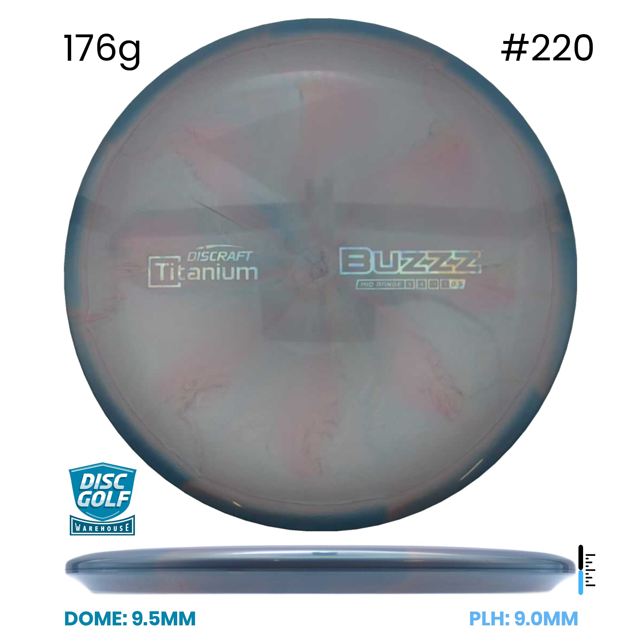 Disc Golf Warehouse Discraft Buzzz - Titanium Plastic Gray/#220/Silver 176g