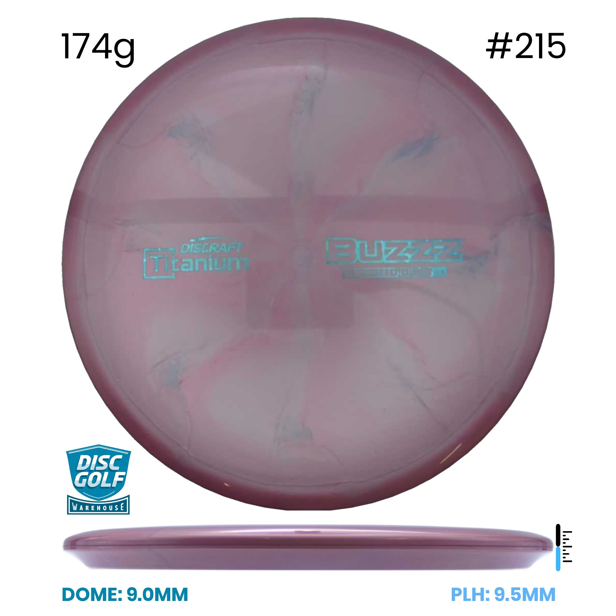 Disc Golf Warehouse Discraft Buzzz - Titanium Plastic Pink/Green Metallic 174g