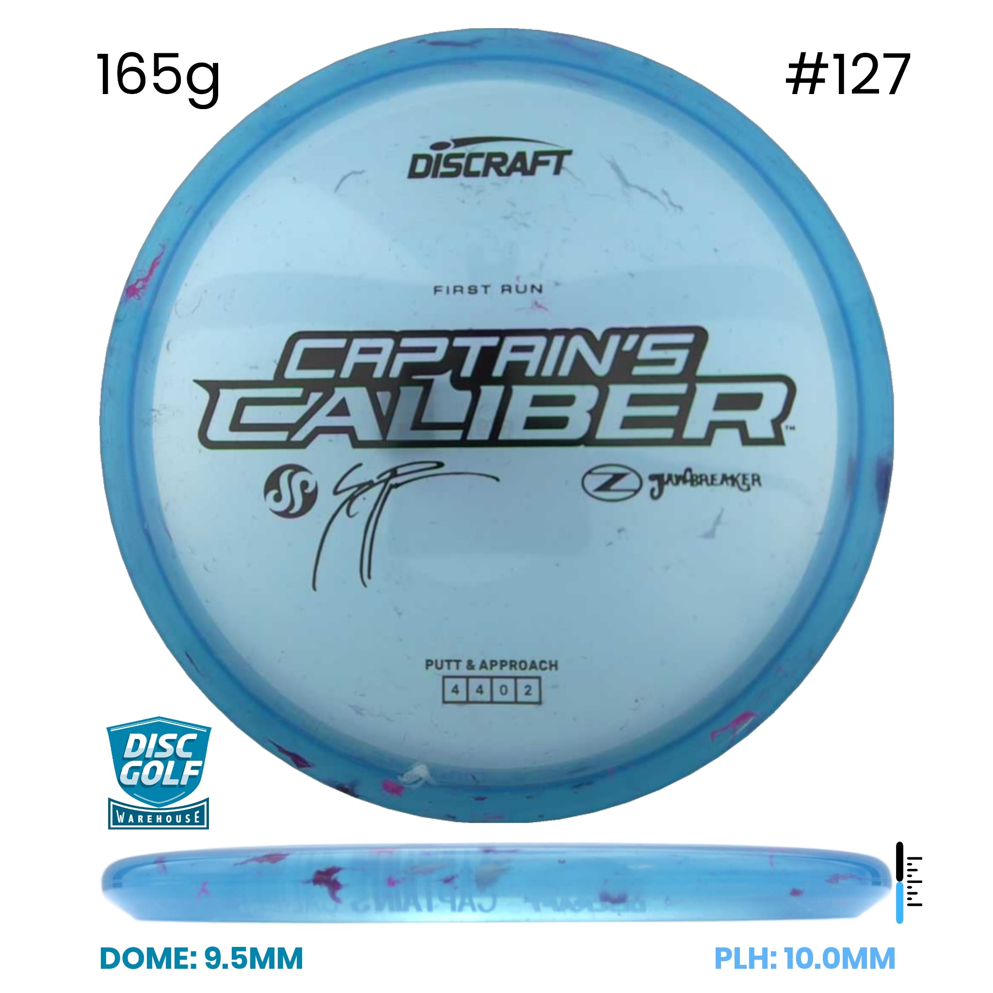 Disc Golf Warehouse Discraft Captains Caliber - Z Jawbreaker Plastic - Seppo Paju Signature Blue/Black 165g