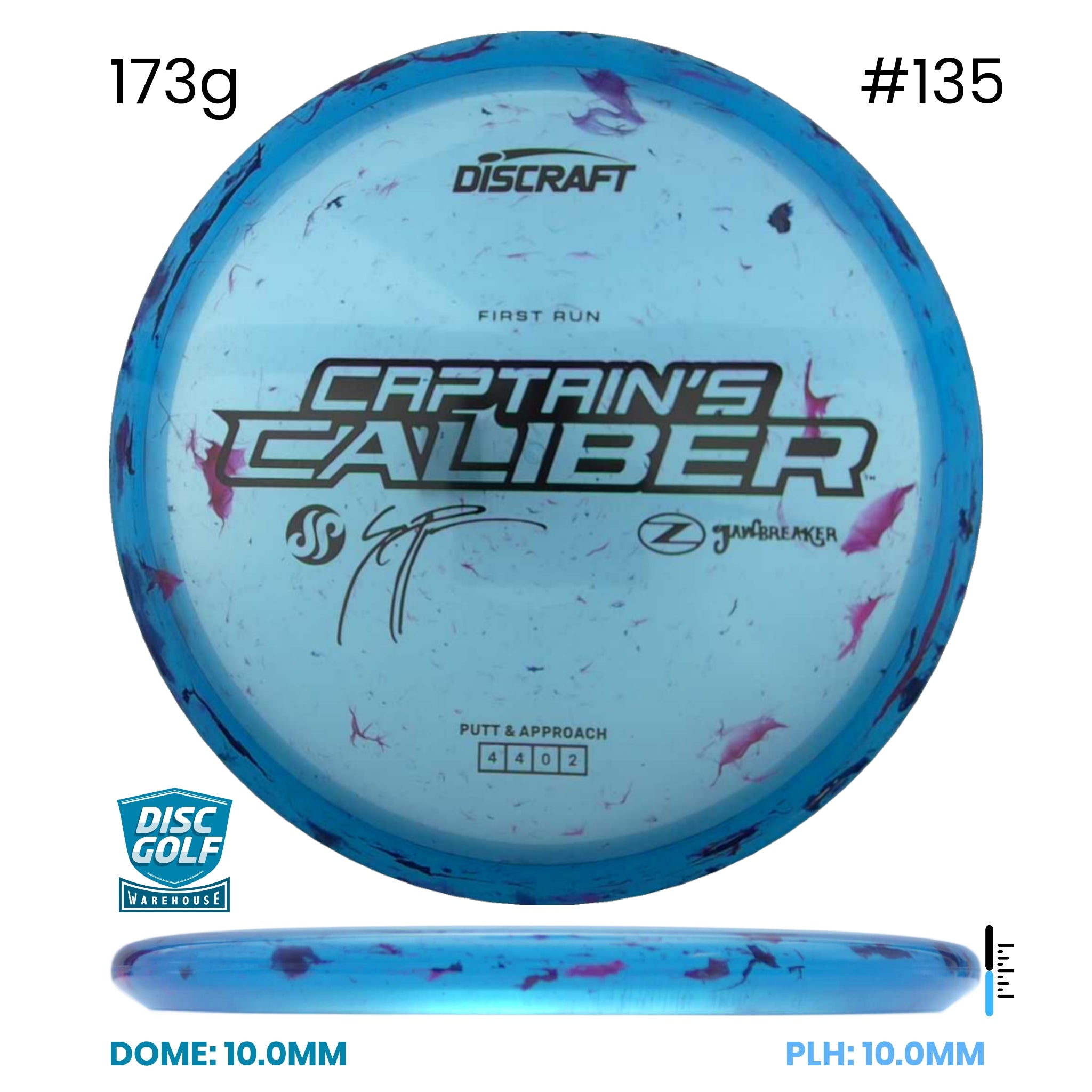 Disc Golf Warehouse Discraft Captains Caliber - Z Jawbreaker Plastic - Seppo Paju Signature Blue/Black 173g