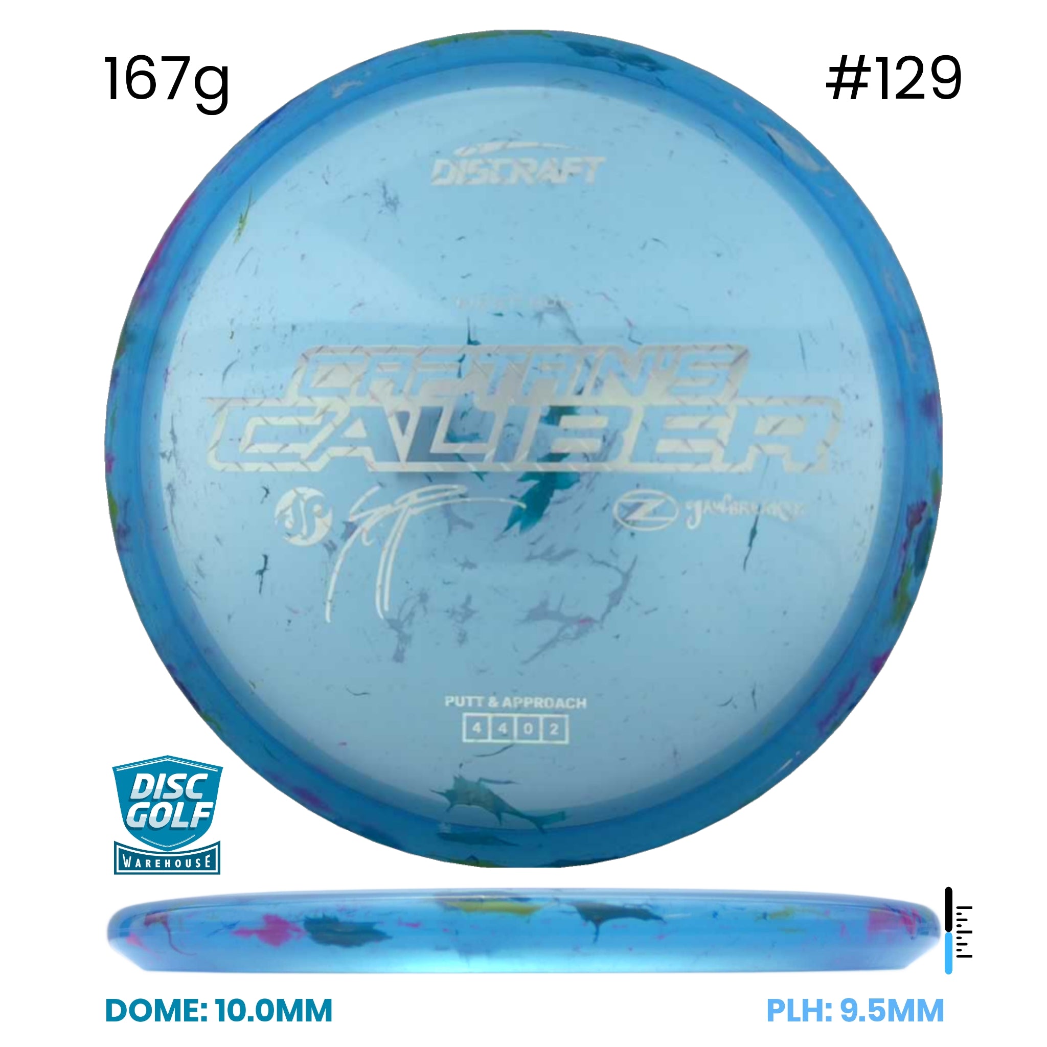 Disc Golf Warehouse Discraft Captains Caliber - Z Jawbreaker Plastic - Seppo Paju Signature Blue/Silver 167g
