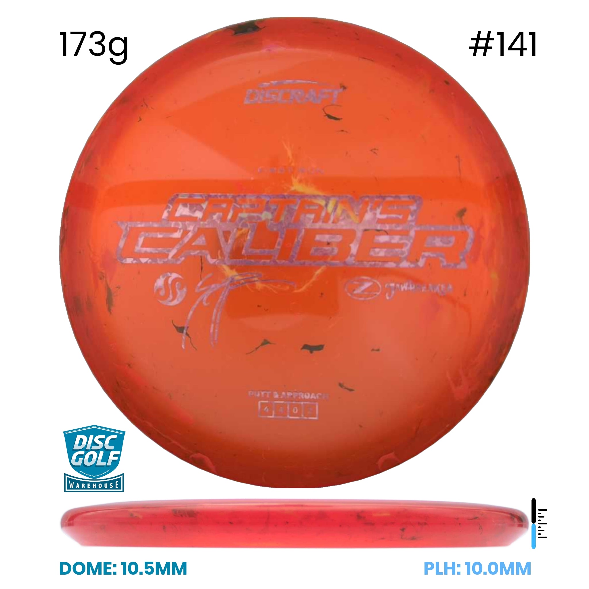 Disc Golf Warehouse Discraft Captains Caliber - Z Jawbreaker Plastic - Seppo Paju Signature Orange/#141/Silver 173g