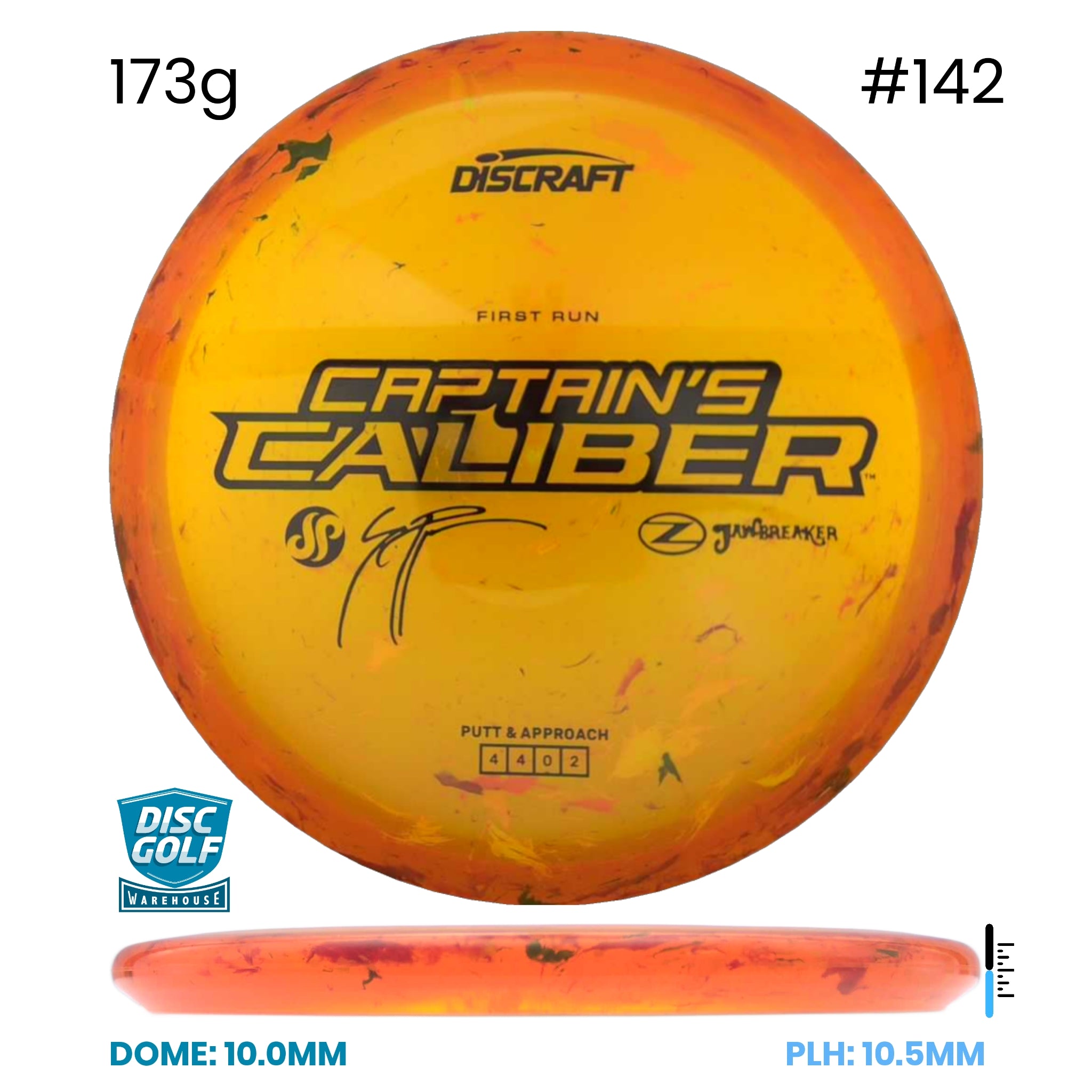 Disc Golf Warehouse Discraft Captains Caliber - Z Jawbreaker Plastic - Seppo Paju Signature Orange/#142/Black 173g