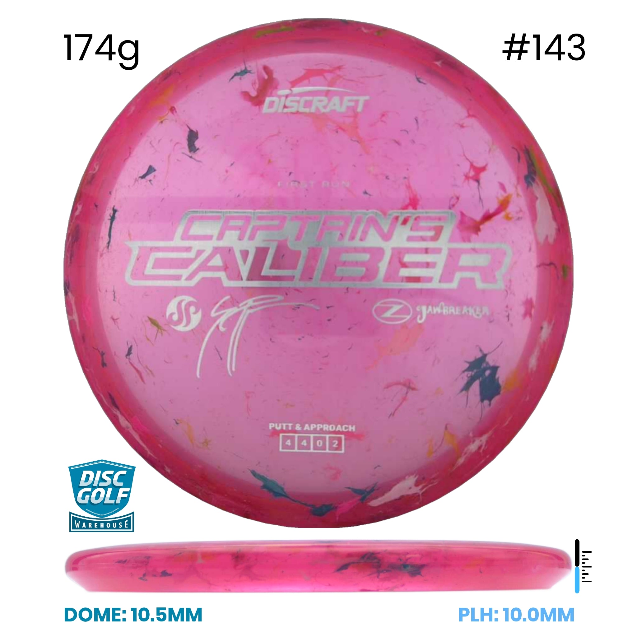 Disc Golf Warehouse Discraft Captains Caliber - Z Jawbreaker Plastic - Seppo Paju Signature Pink/Silver 174g