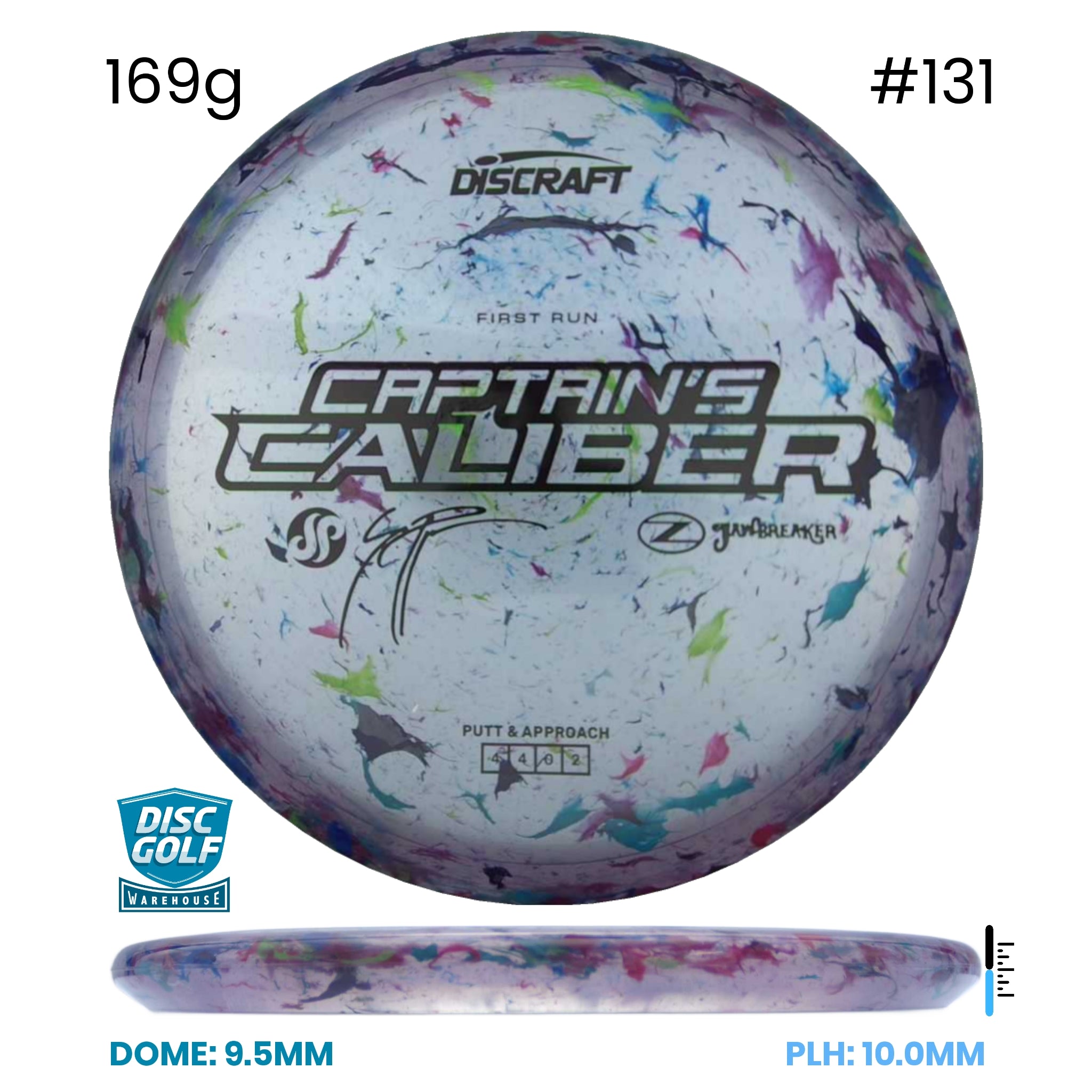 Disc Golf Warehouse Discraft Captains Caliber - Z Jawbreaker Plastic - Seppo Paju Signature White/Green Metallic, Black 169g