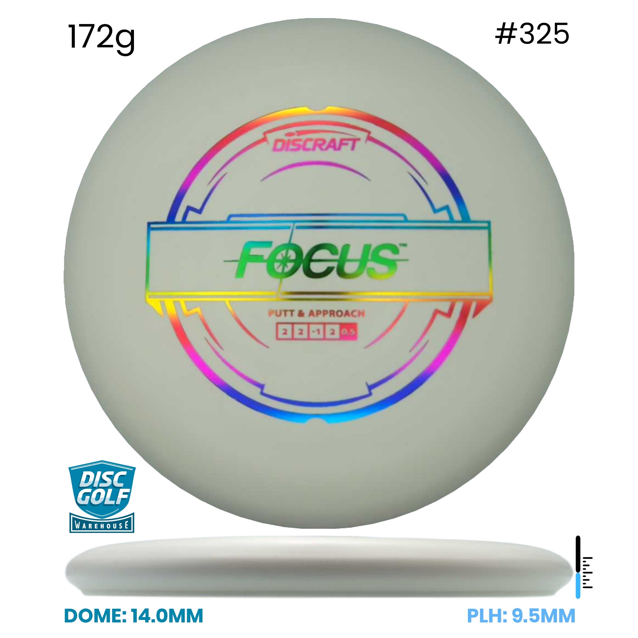Disc Golf Warehouse Discraft Focus - Putter Line White/Rainbow Holo 172g
