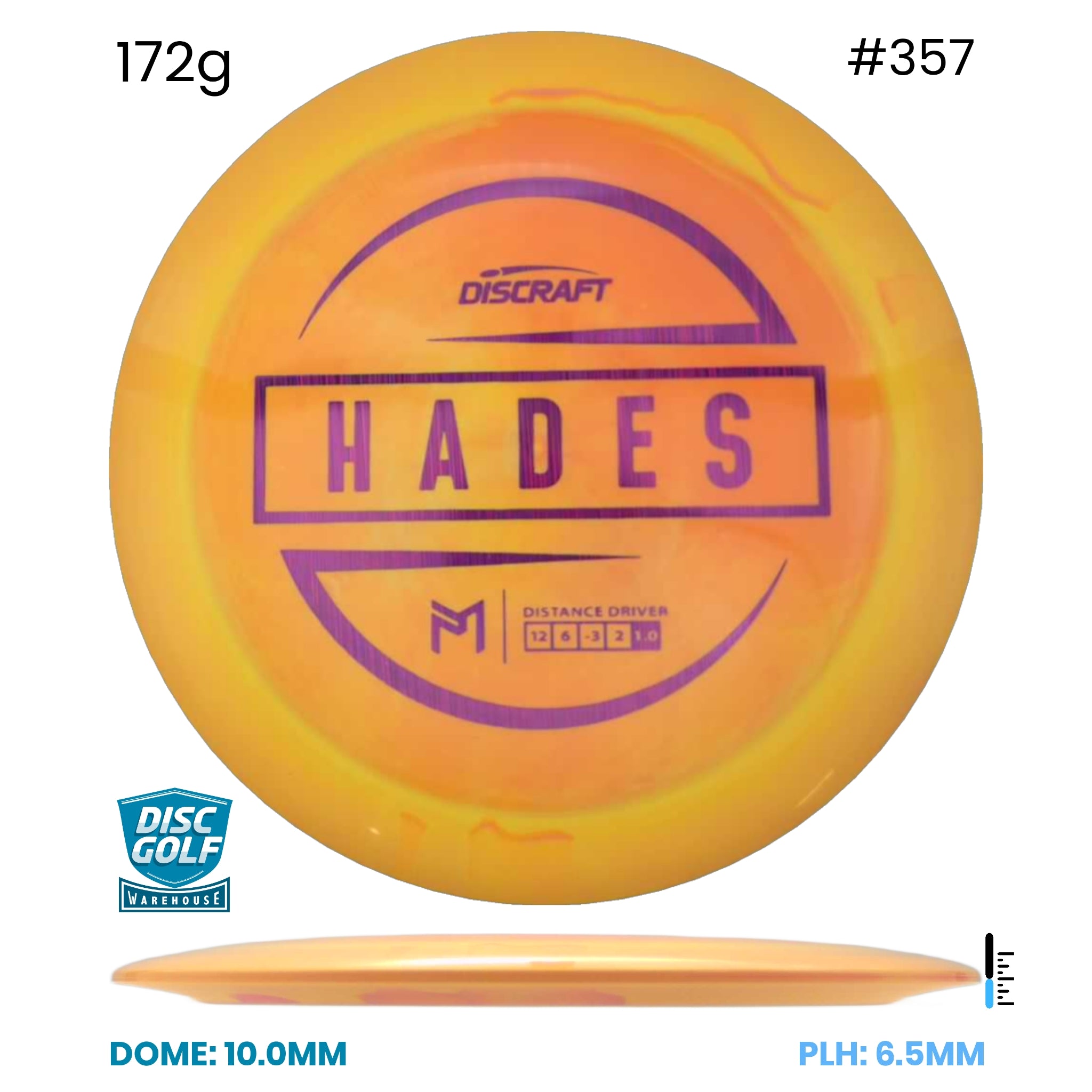 Disc Golf Warehouse Discraft Hades - Paul McBeth ESP Plastic Orange/Purple Metallic 172g