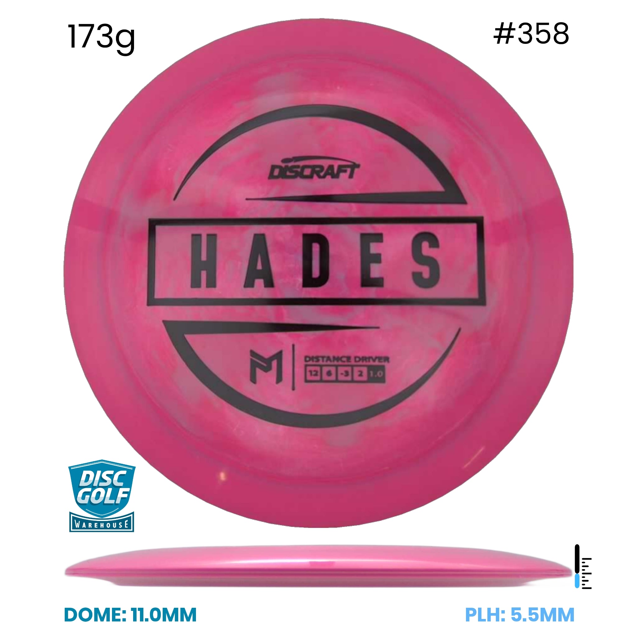 Disc Golf Warehouse Discraft Hades - Paul McBeth ESP Plastic Pink/Black 173g