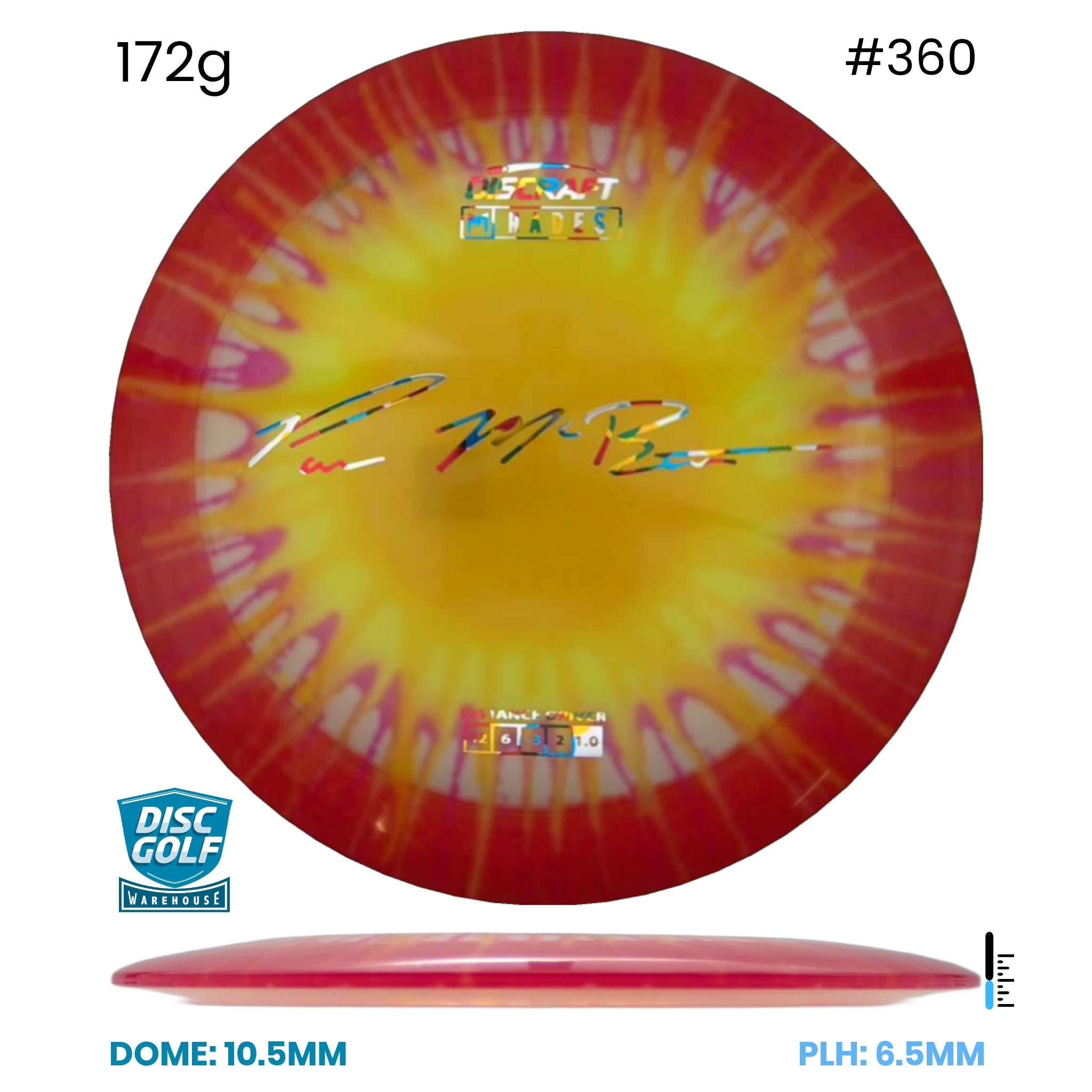 Disc Golf Warehouse Discraft Hades - Paul McBeth Fly Dye Z Orange/Rainbow Holo 172g