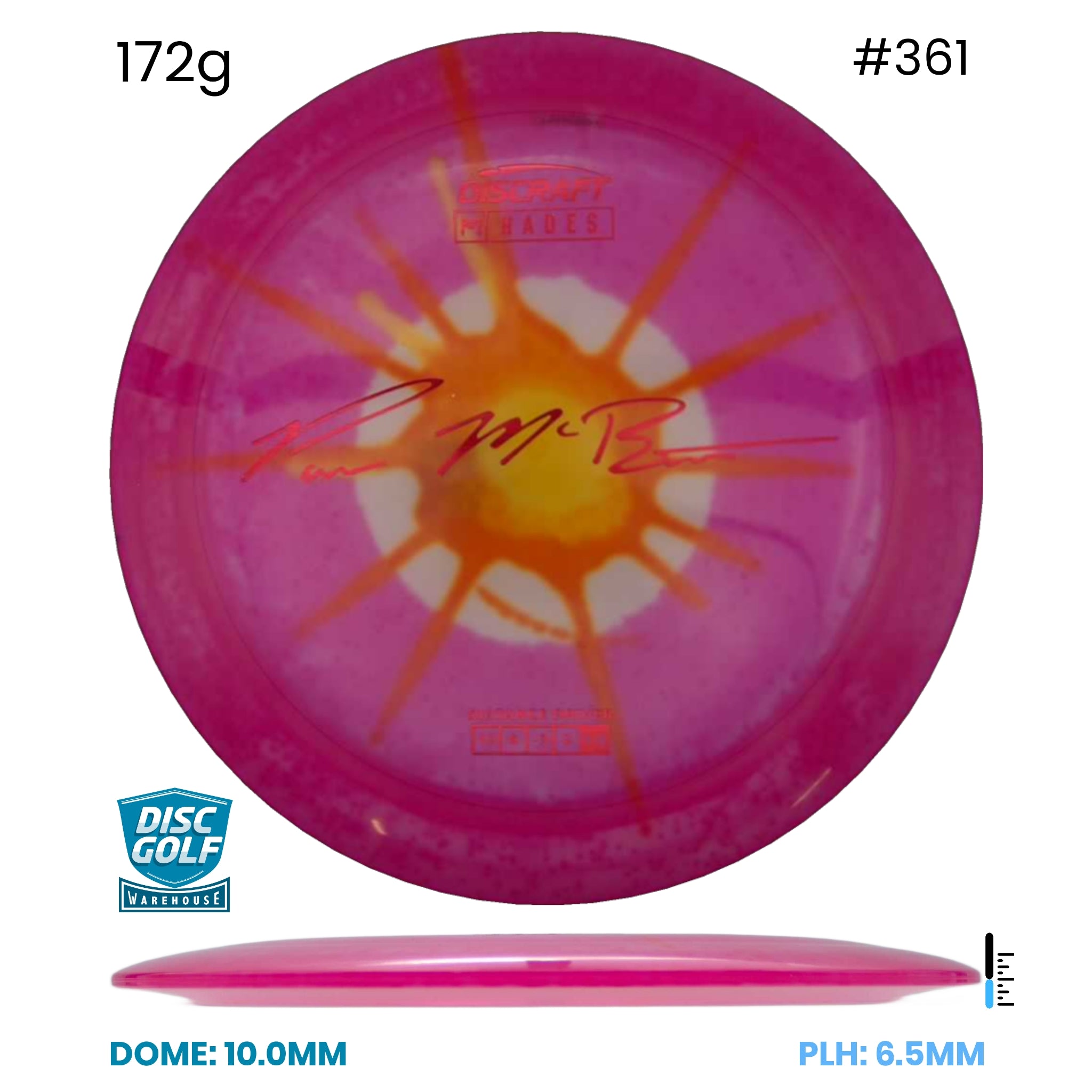 Disc Golf Warehouse Discraft Hades - Paul McBeth Fly Dye Z Pink/Red Metallic 172g