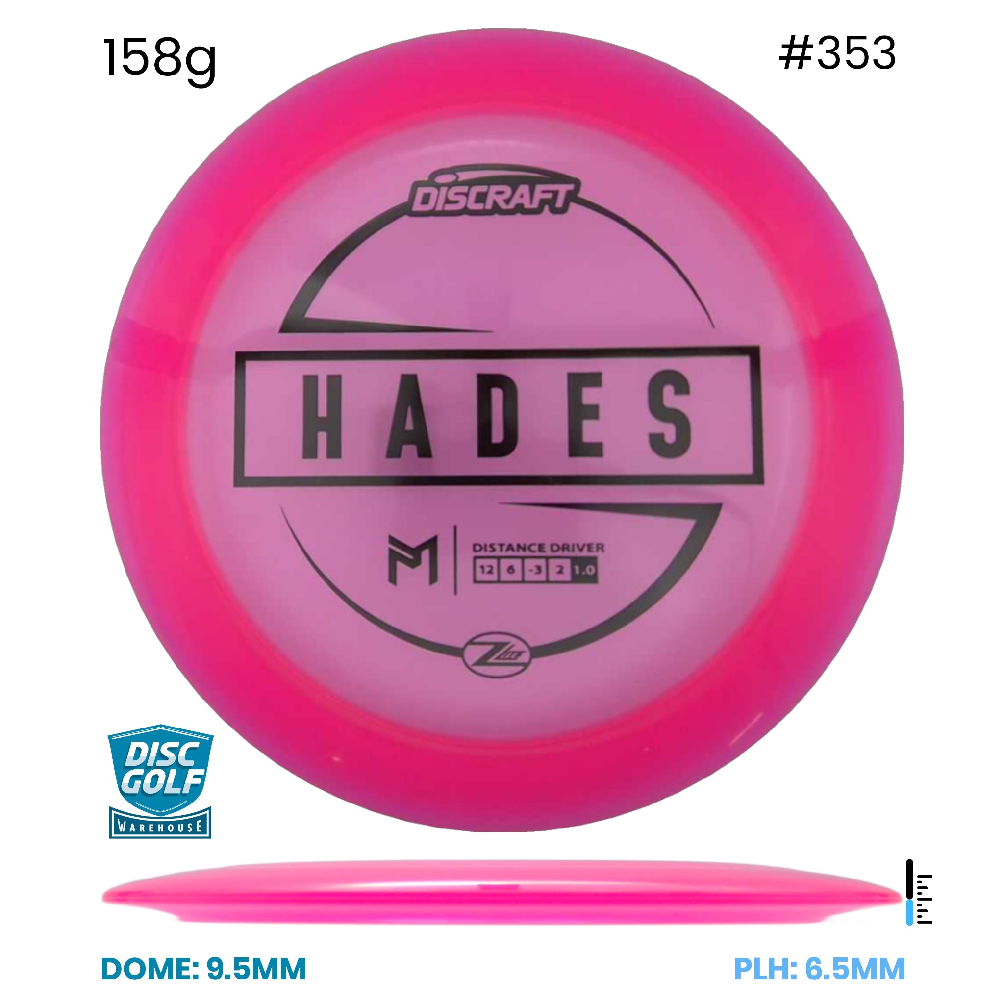 Disc Golf Warehouse Discraft Hades - Paul McBeth Z Lite Plastic Pink/Black 158g