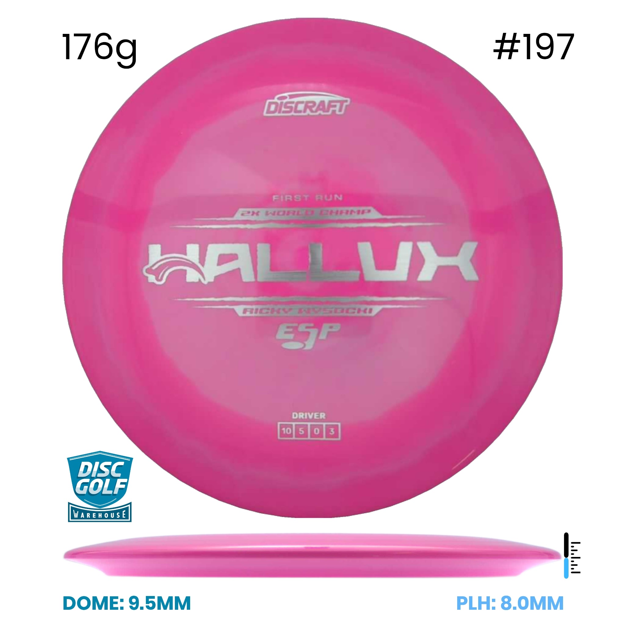 Disc Golf Warehouse Discraft Hallux - Ricky Wysocki ESP Plastic - First Run Pink/Silver 176g
