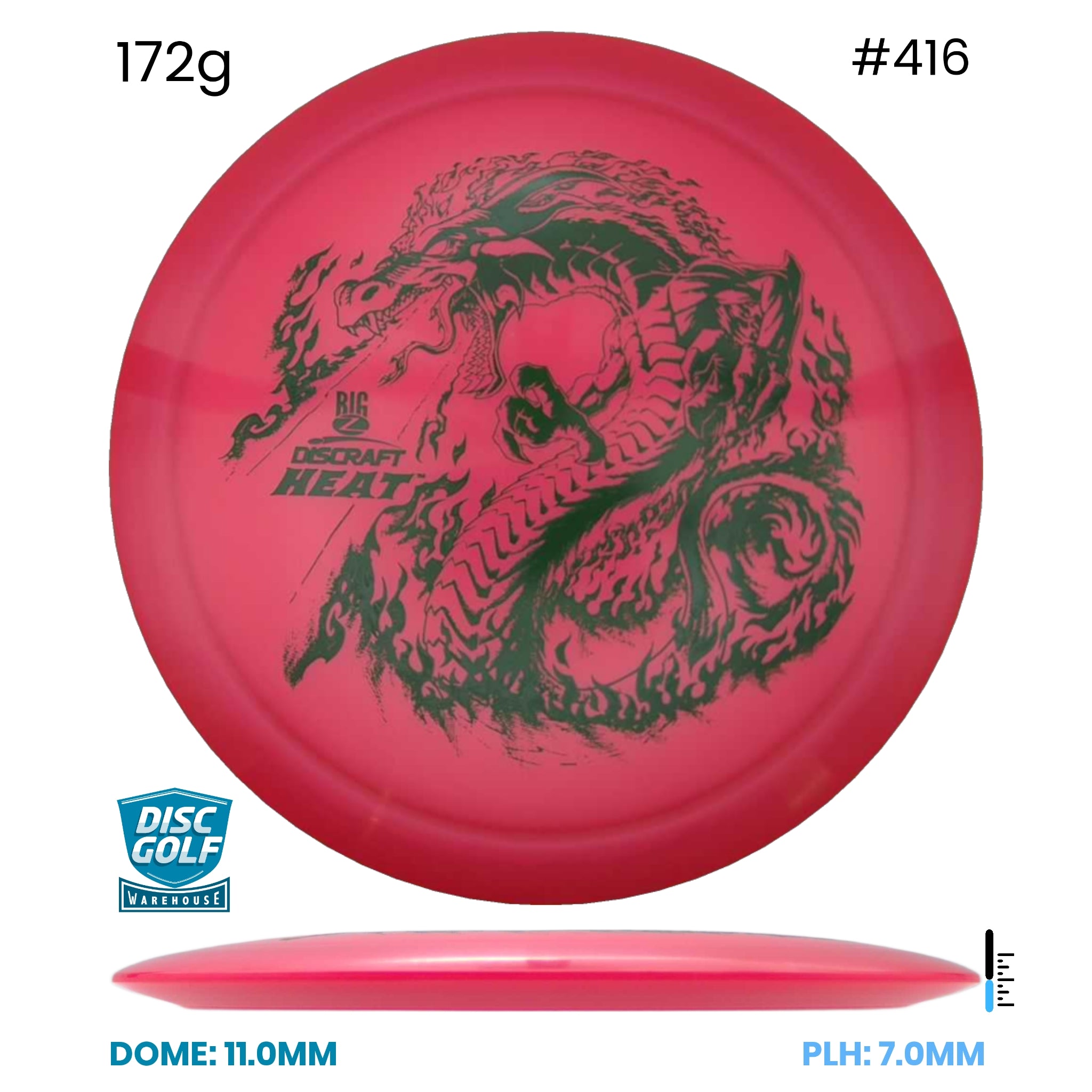 Disc Golf Warehouse Discraft Heat - Big Z Plastic Pink/Green Metallic 172g
