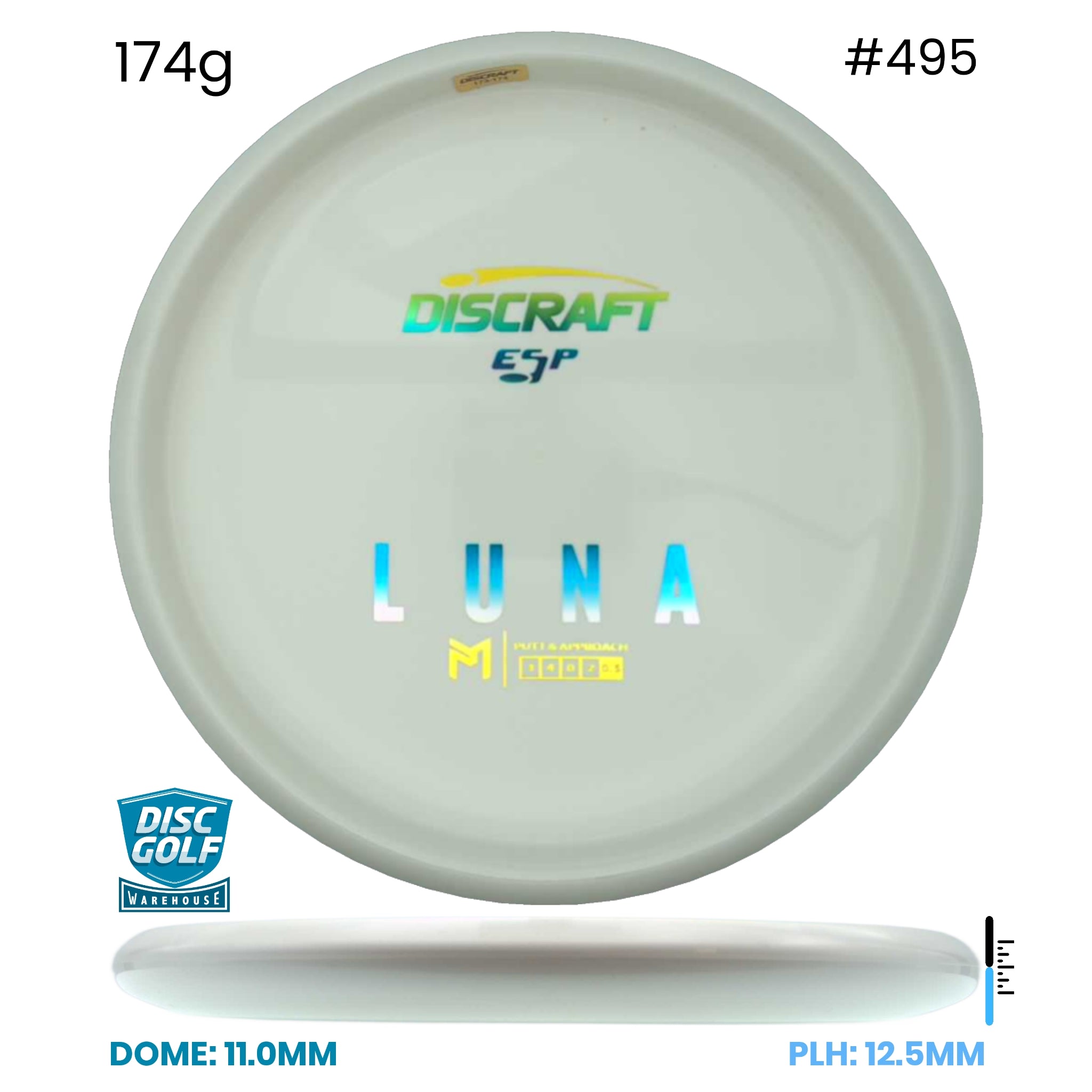 Disc Golf Warehouse Discraft Luna - ESP Blank White Bottom Stamp White/Holographic 174g