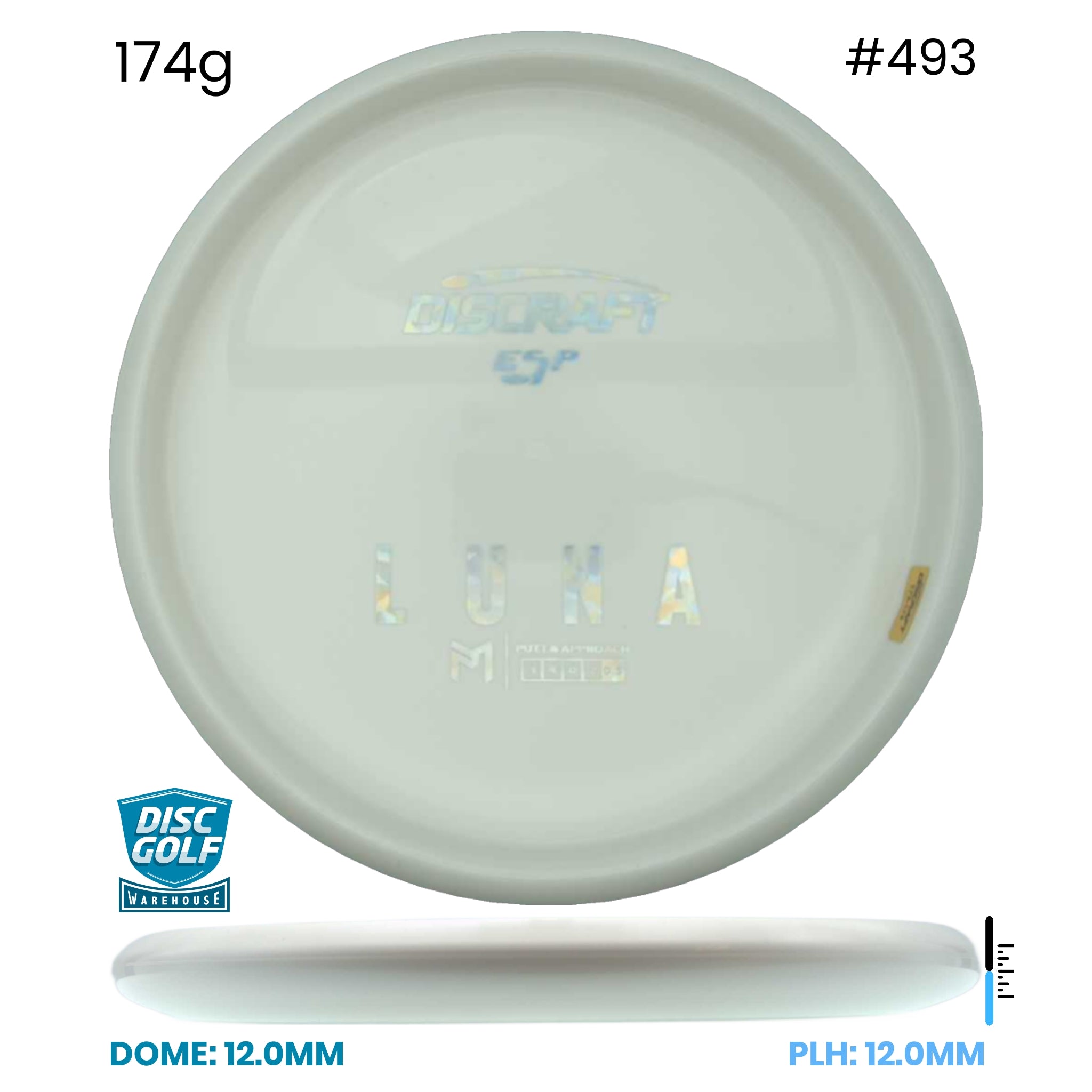 Disc Golf Warehouse Discraft Luna - ESP Blank White Bottom Stamp White/Holographic 174g
