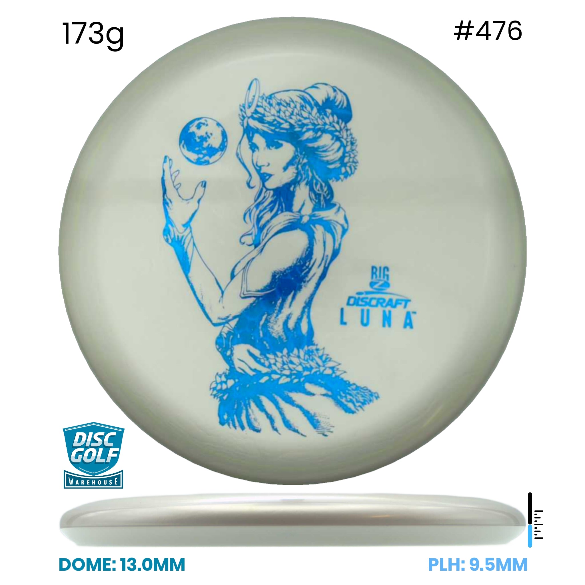 Disc Golf Warehouse Discraft Luna - Paul McBeth Big Z White/Blue Metallic 173g