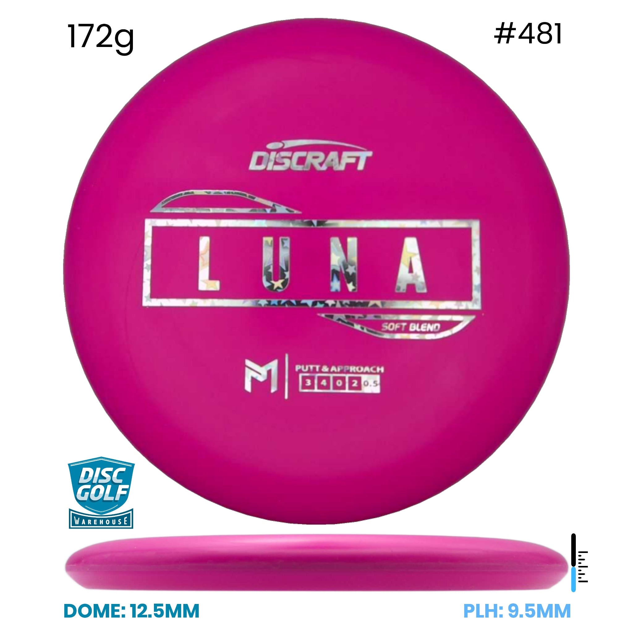 Disc Golf Warehouse Discraft Luna - Putter Line Soft Pink/Silver 172g