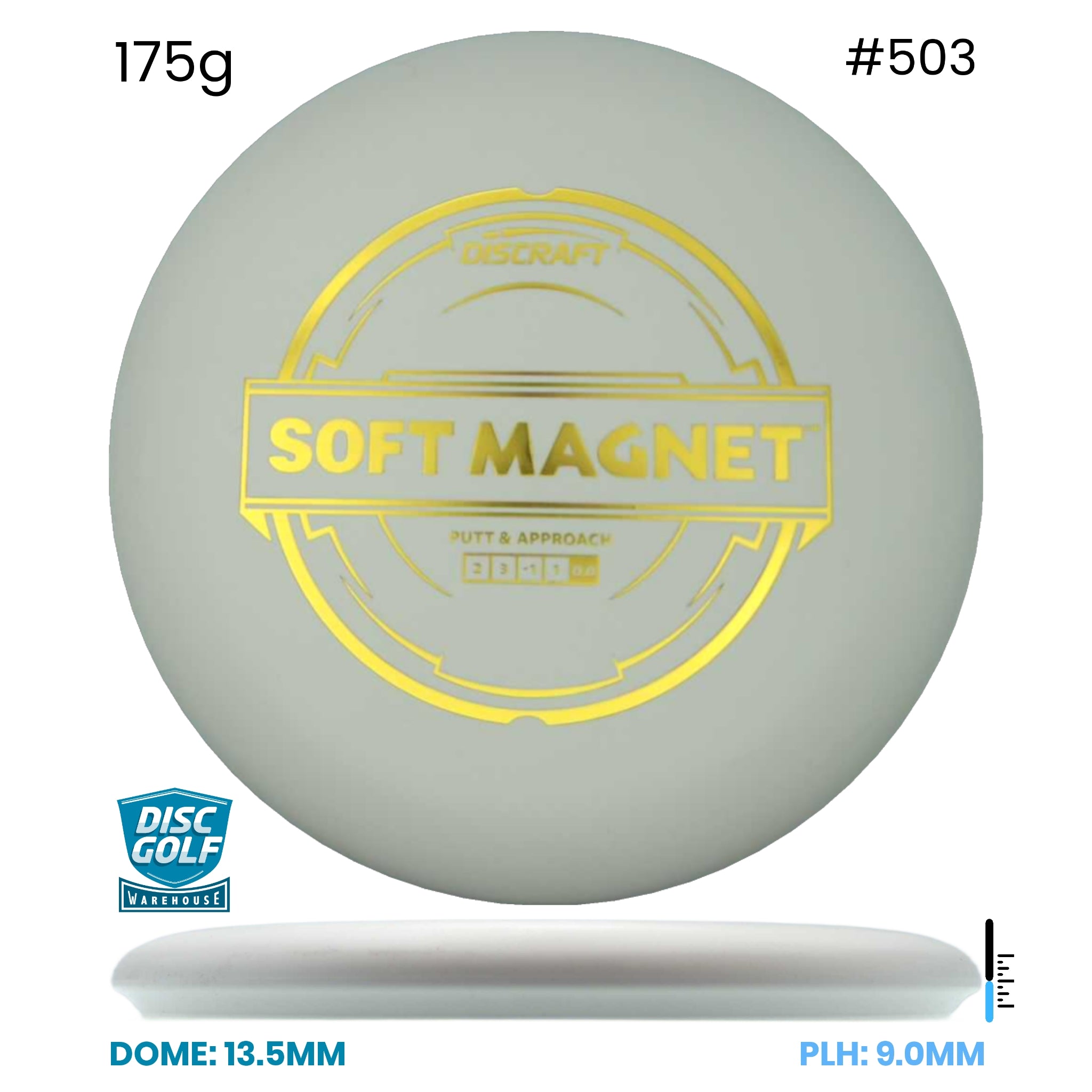 Disc Golf Warehouse Discraft Magnet - Putter Line Soft White/Gold 175g