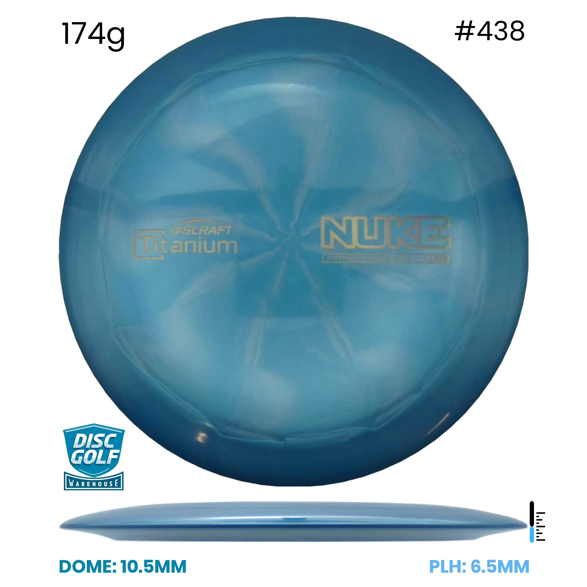 Disc Golf Warehouse Discraft Nuke - Titanium Plastic Blue/Gold 174g