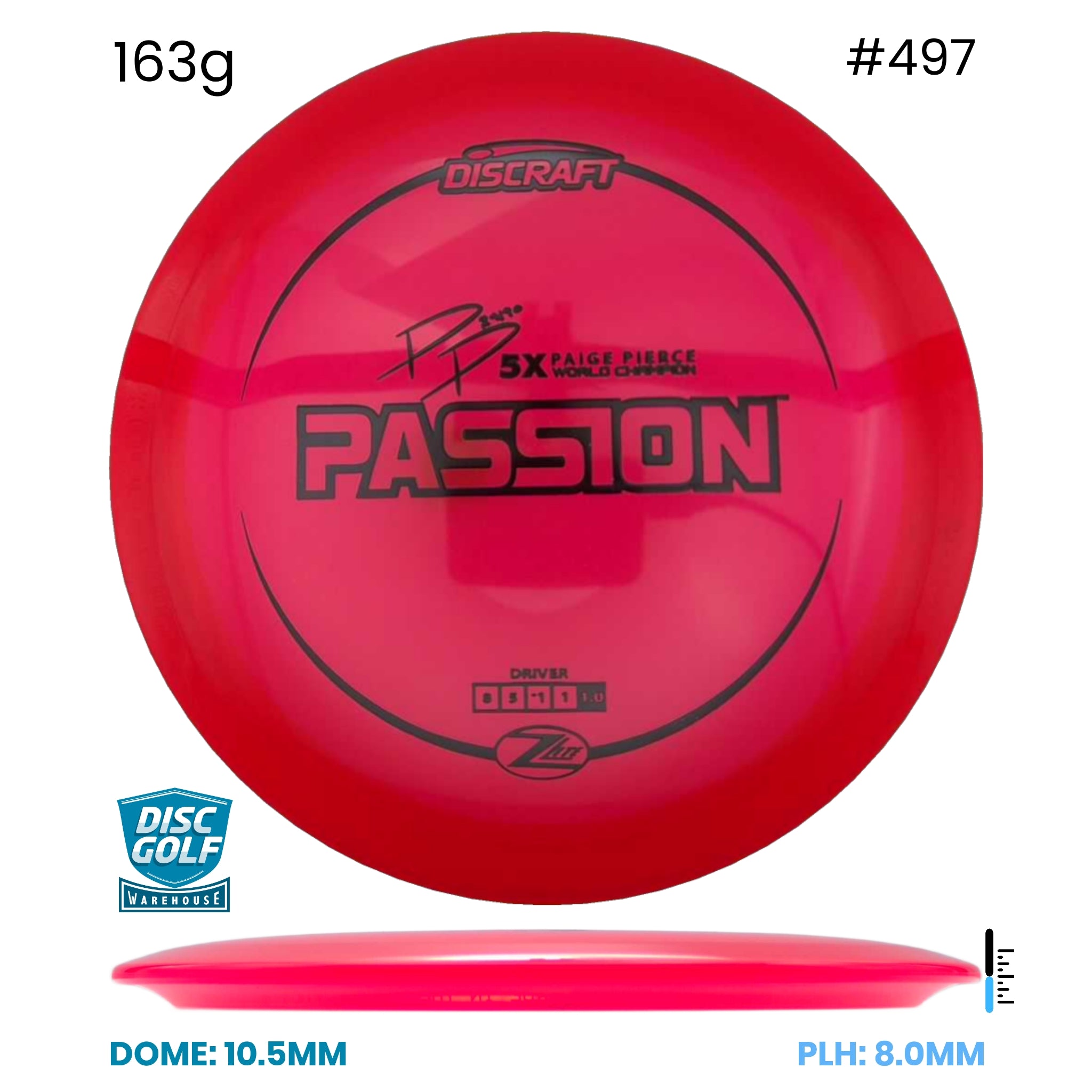 Disc Golf Warehouse Discraft Passion - Paige Pierce Z Lite Plastic Red/Black 163g