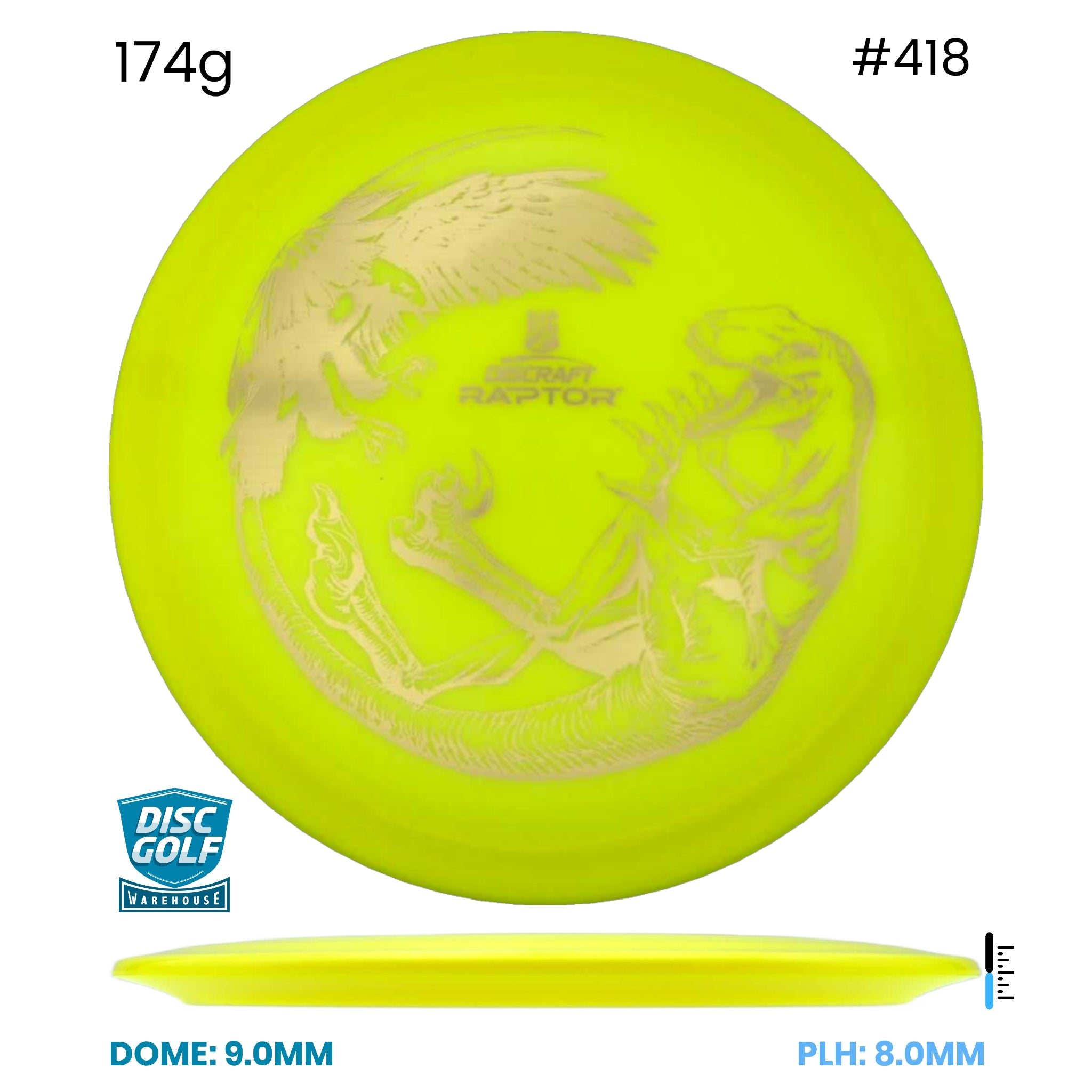 Disc Golf Warehouse Discraft Raptor - Big Z Plastic Yellow/Gold 174g