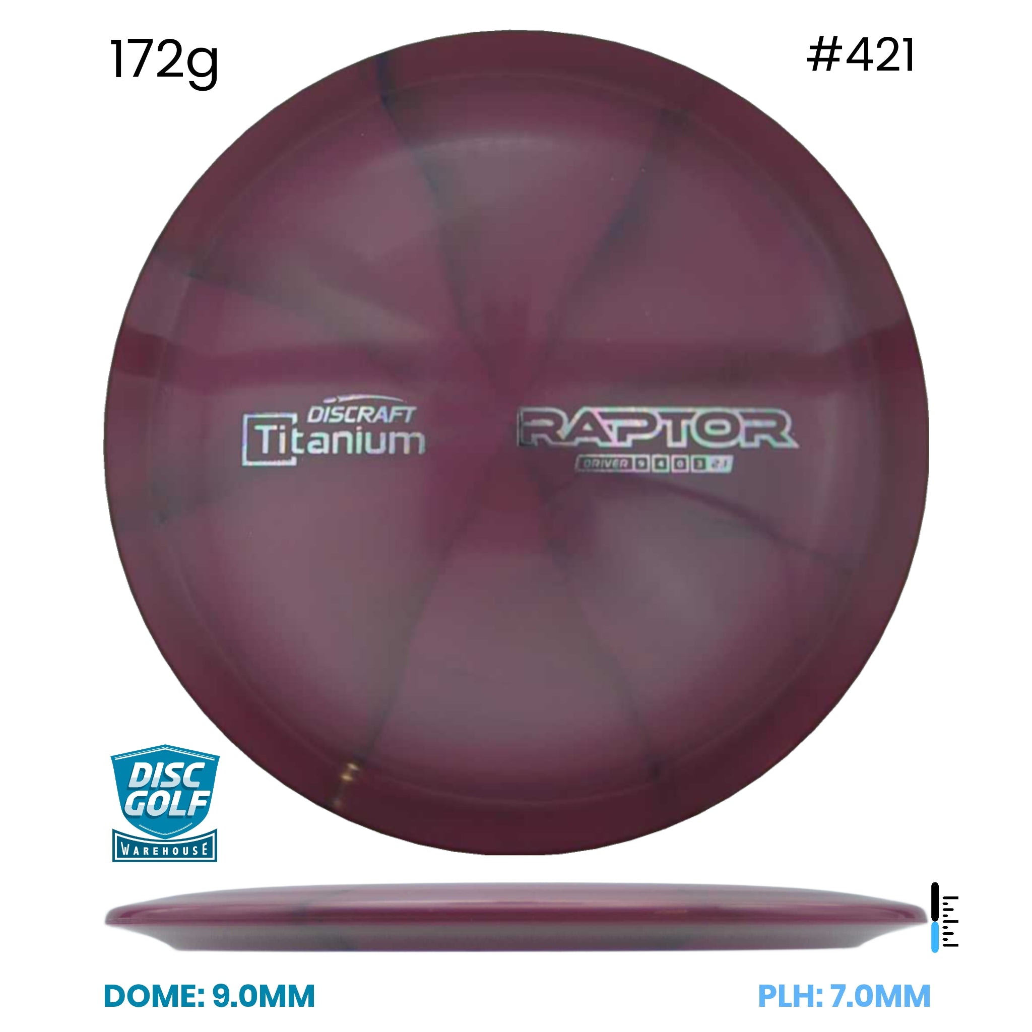 Disc Golf Warehouse Discraft Raptor - Titanium Plastic Purple/Silver 172g