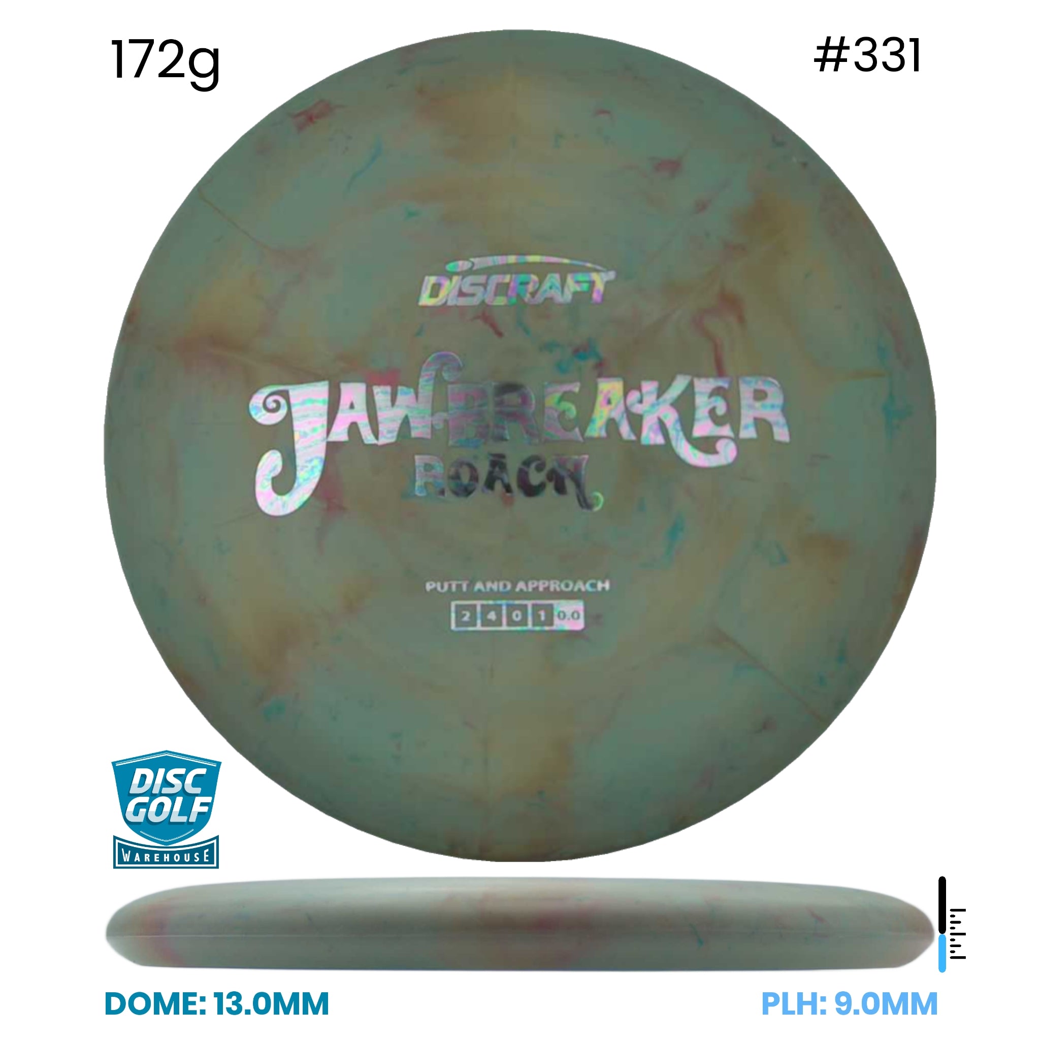 Disc Golf Warehouse Discraft Roach - Jawbreaker Green/Holographic 172g