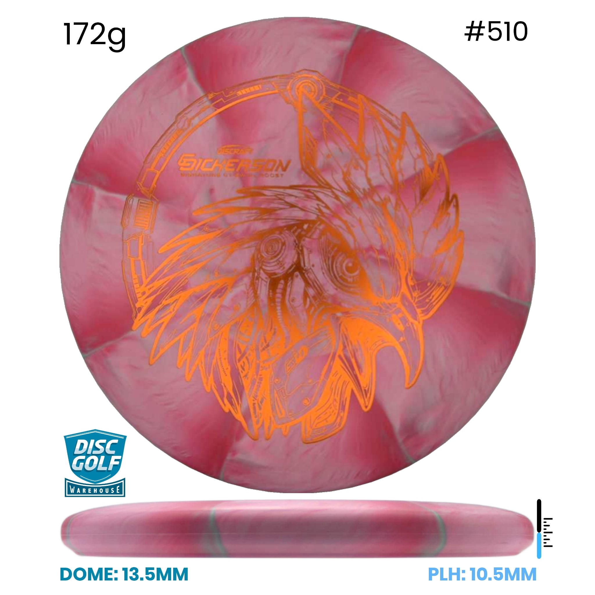 Disc Golf Warehouse Discraft Roost - CT Swirl Plastic - Chris Dickerson Signature Pink/Red Metallic 172g