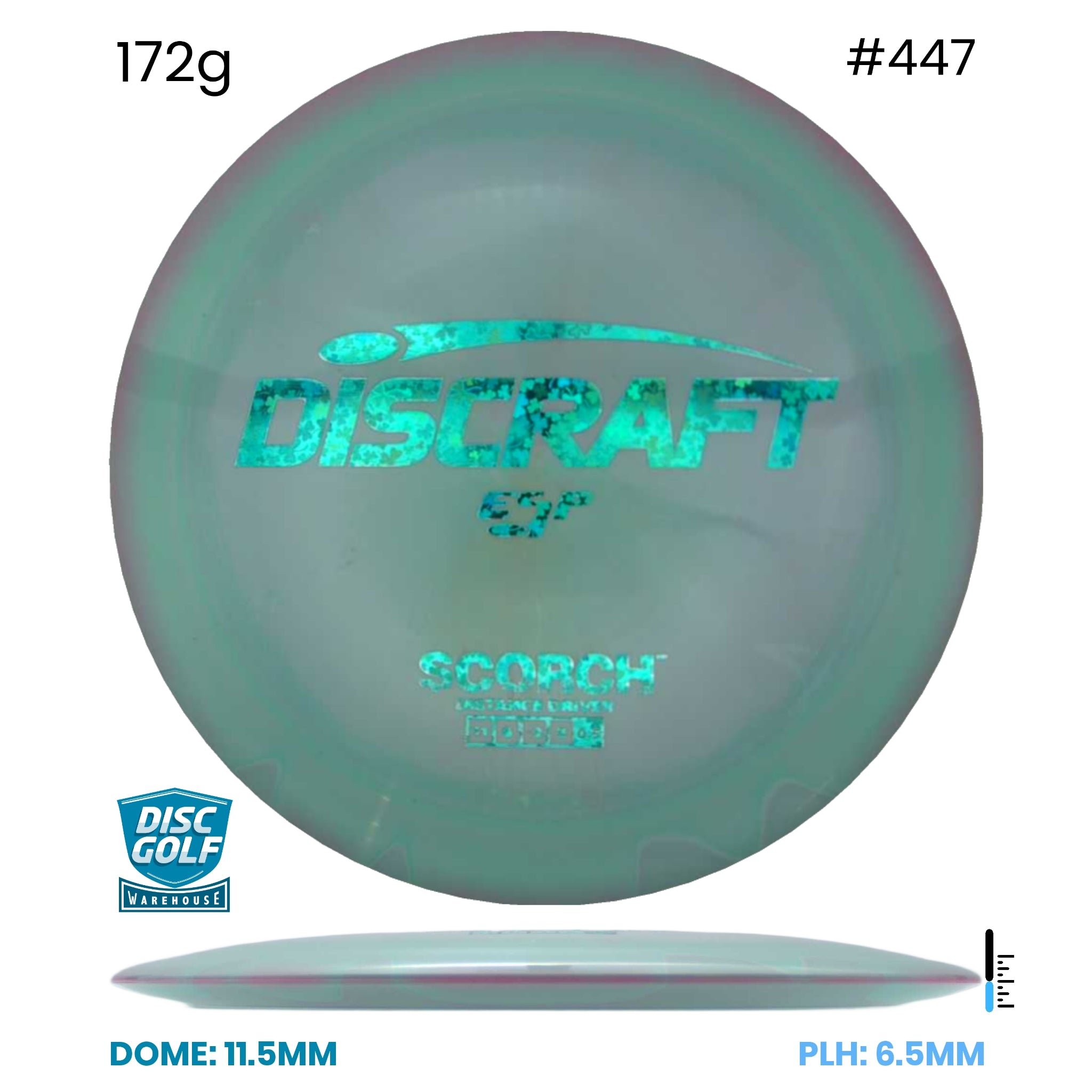 Disc Golf Warehouse Discraft Scorch - ESP Plastic Gray/Green Metallic 172g