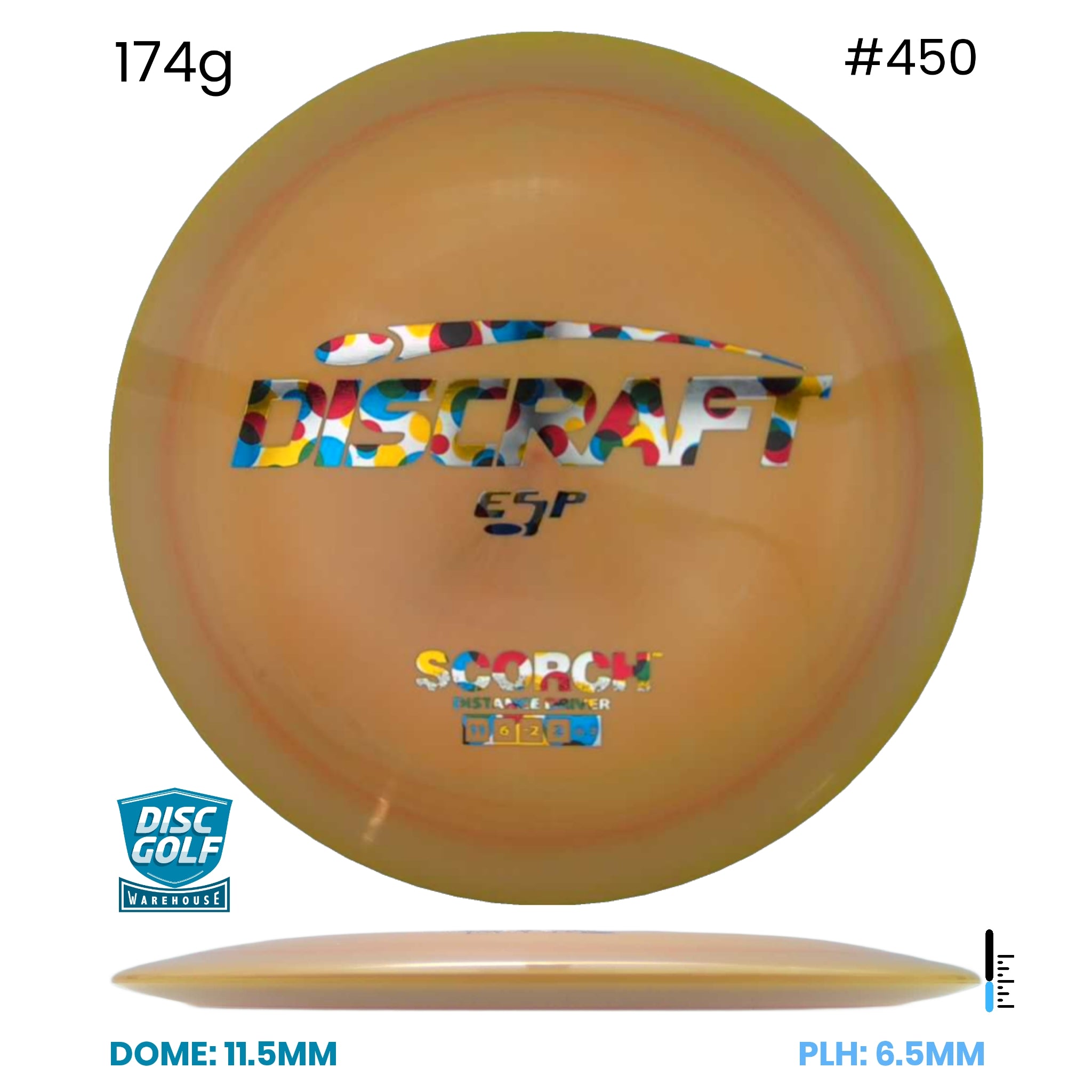 Disc Golf Warehouse Discraft Scorch - ESP Plastic Orange/Multicolor 174g