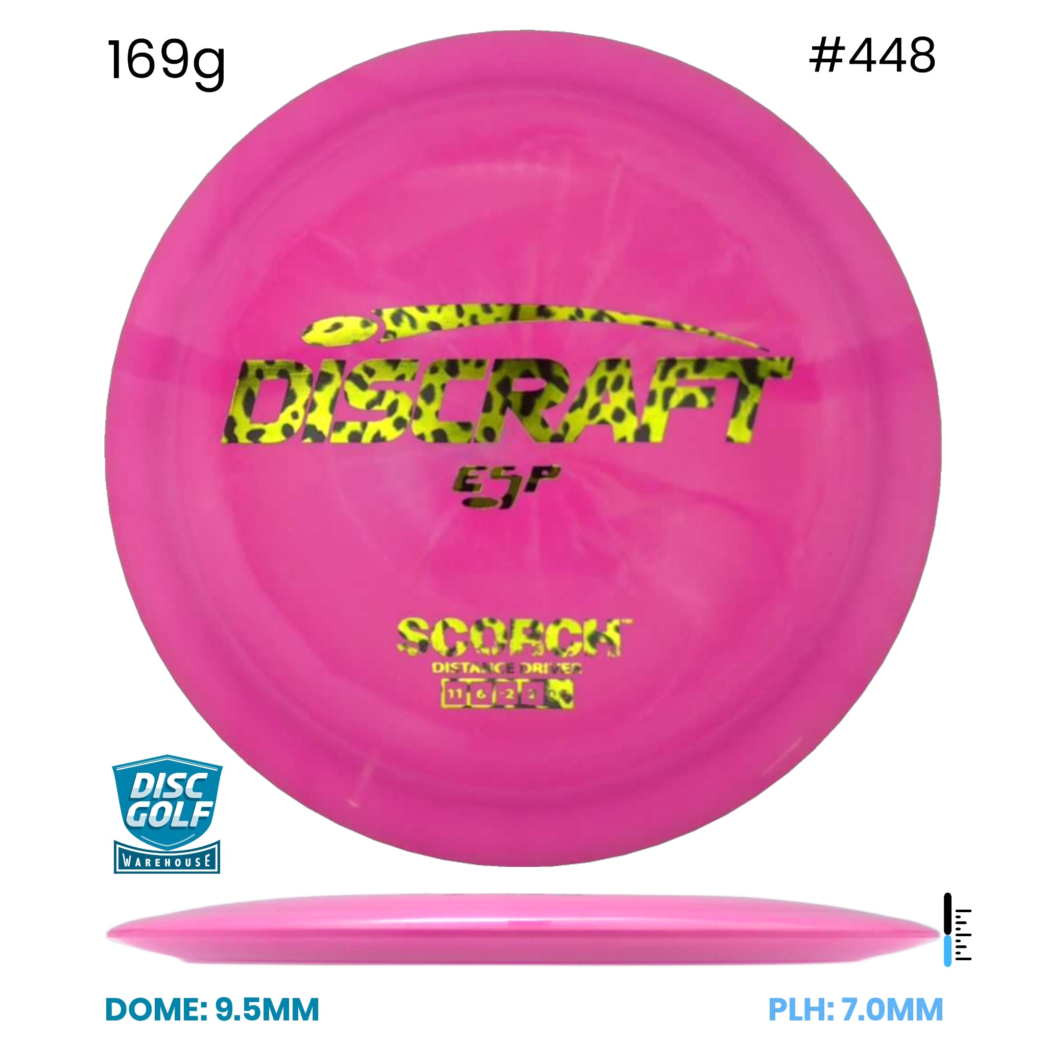 Disc Golf Warehouse Discraft Scorch - ESP Plastic Pink/Green Metallic, Black 169g