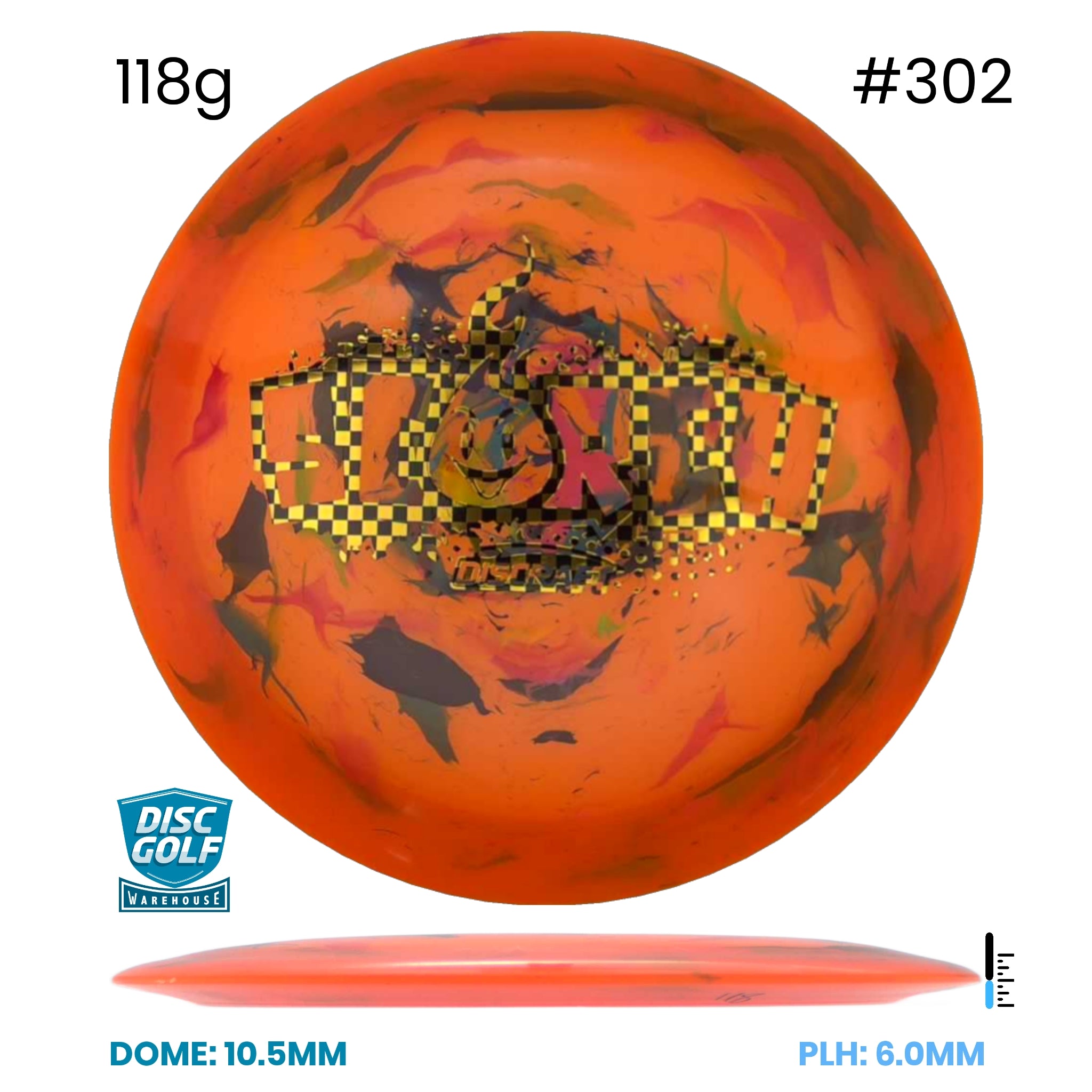Disc Golf Warehouse Discraft Scorch - Light Weight Jawbreaker Plastic Orange/#302/Multicolor 118g