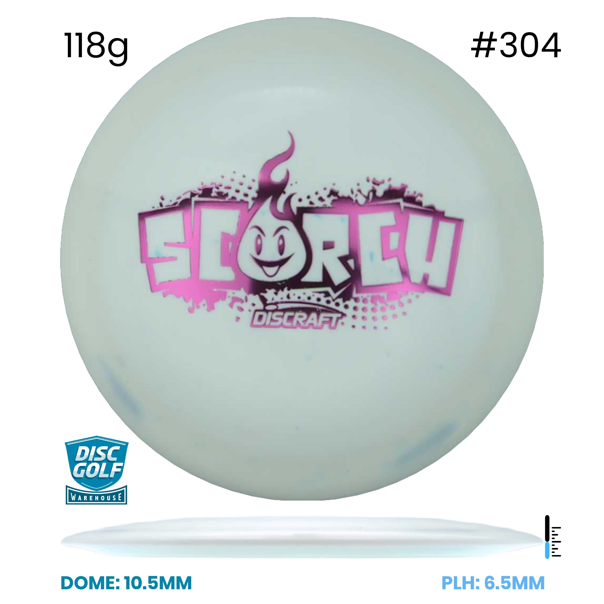 Disc Golf Warehouse Discraft Scorch - Light Weight Jawbreaker Plastic White/#304/Purple Metallic 118g