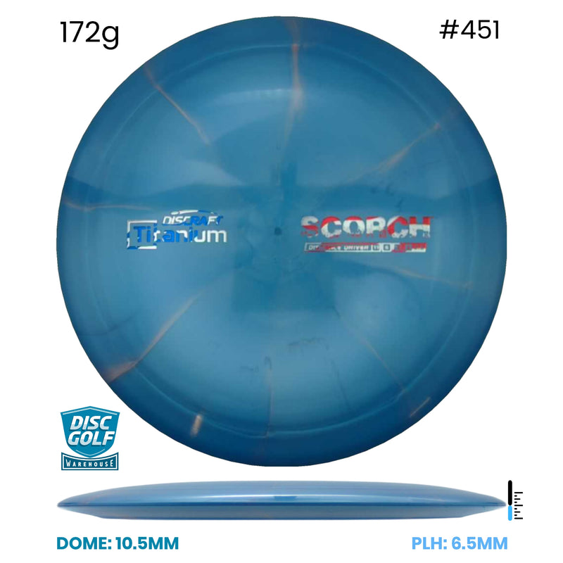 Disc Golf Warehouse Discraft Scorch - Titanium Plastic Blue/Silver, Red Metallic 172g