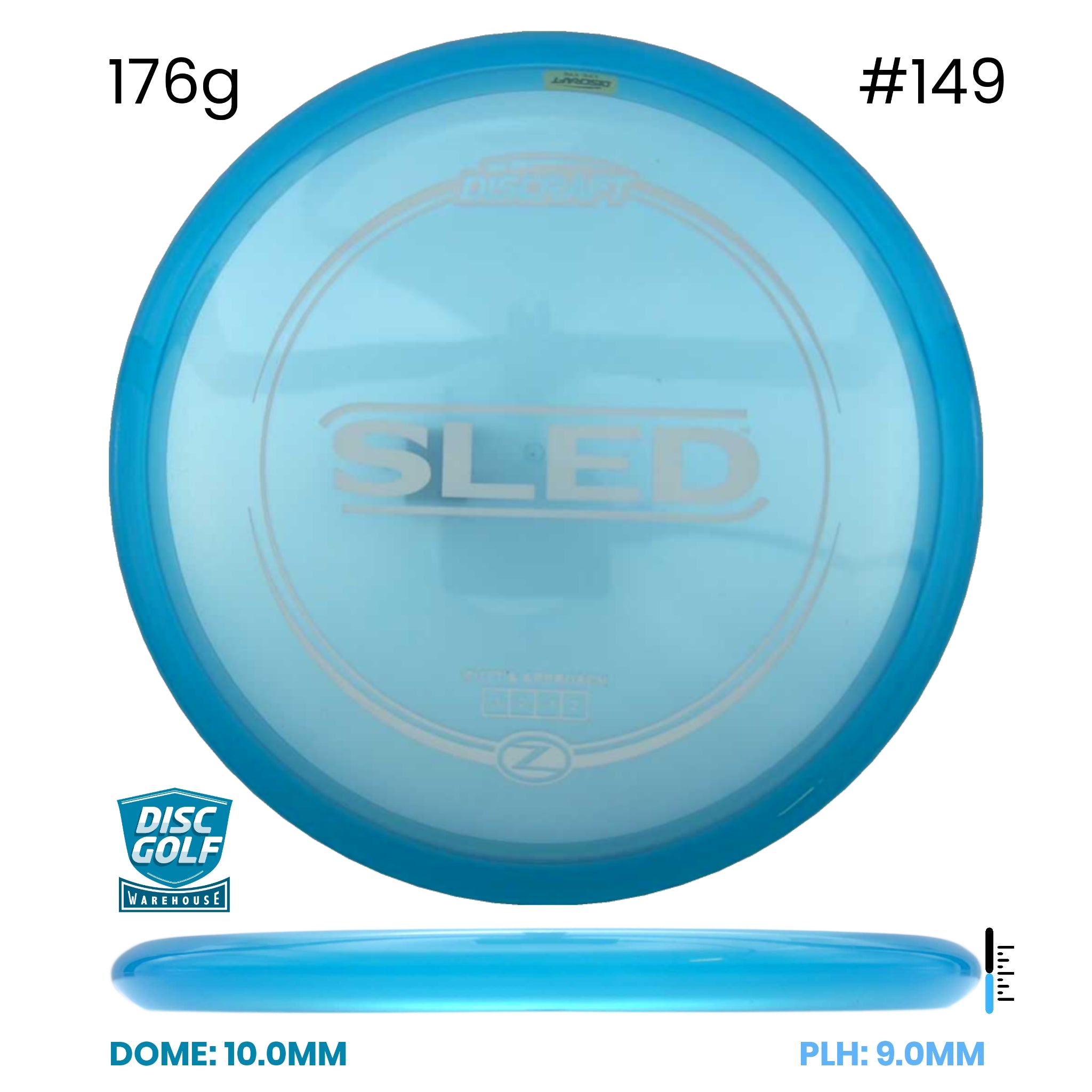Disc Golf Warehouse Discraft Sled - Z Plastic Blue/Silver 176g