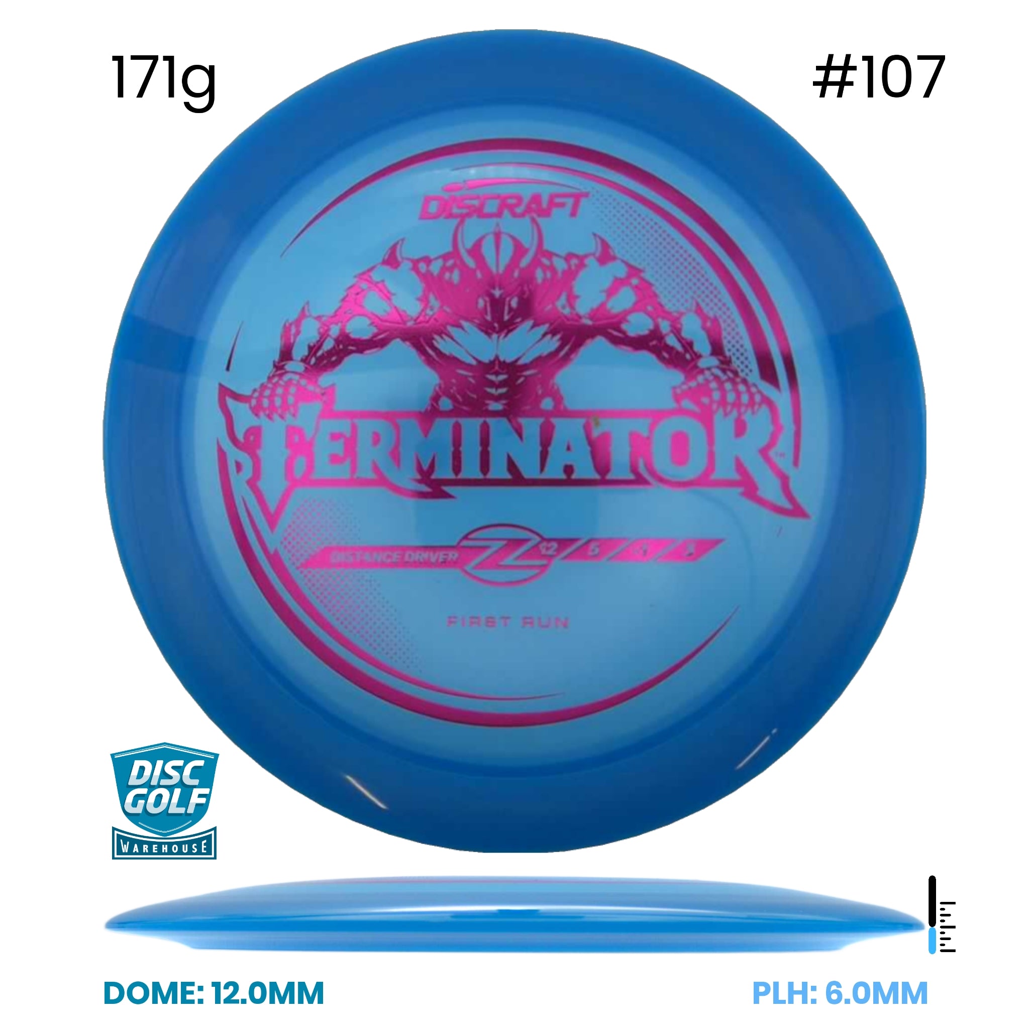 Disc Golf Warehouse Discraft Terminator - Z Plastic - First Run Blue/Red Metallic 171g