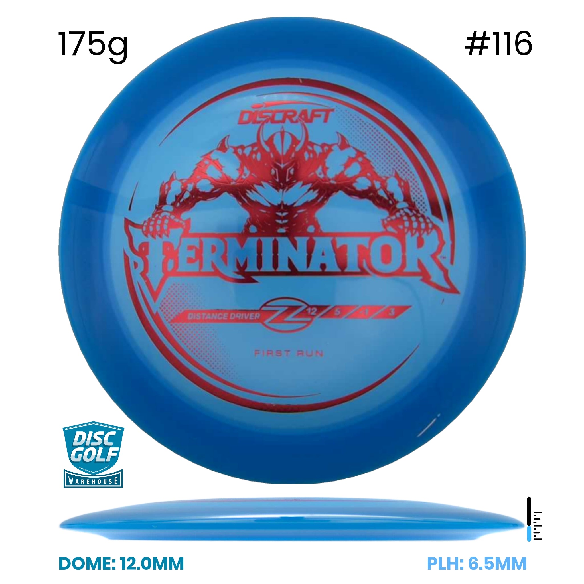 Disc Golf Warehouse Discraft Terminator - Z Plastic - First Run Blue/Red Metallic 175g