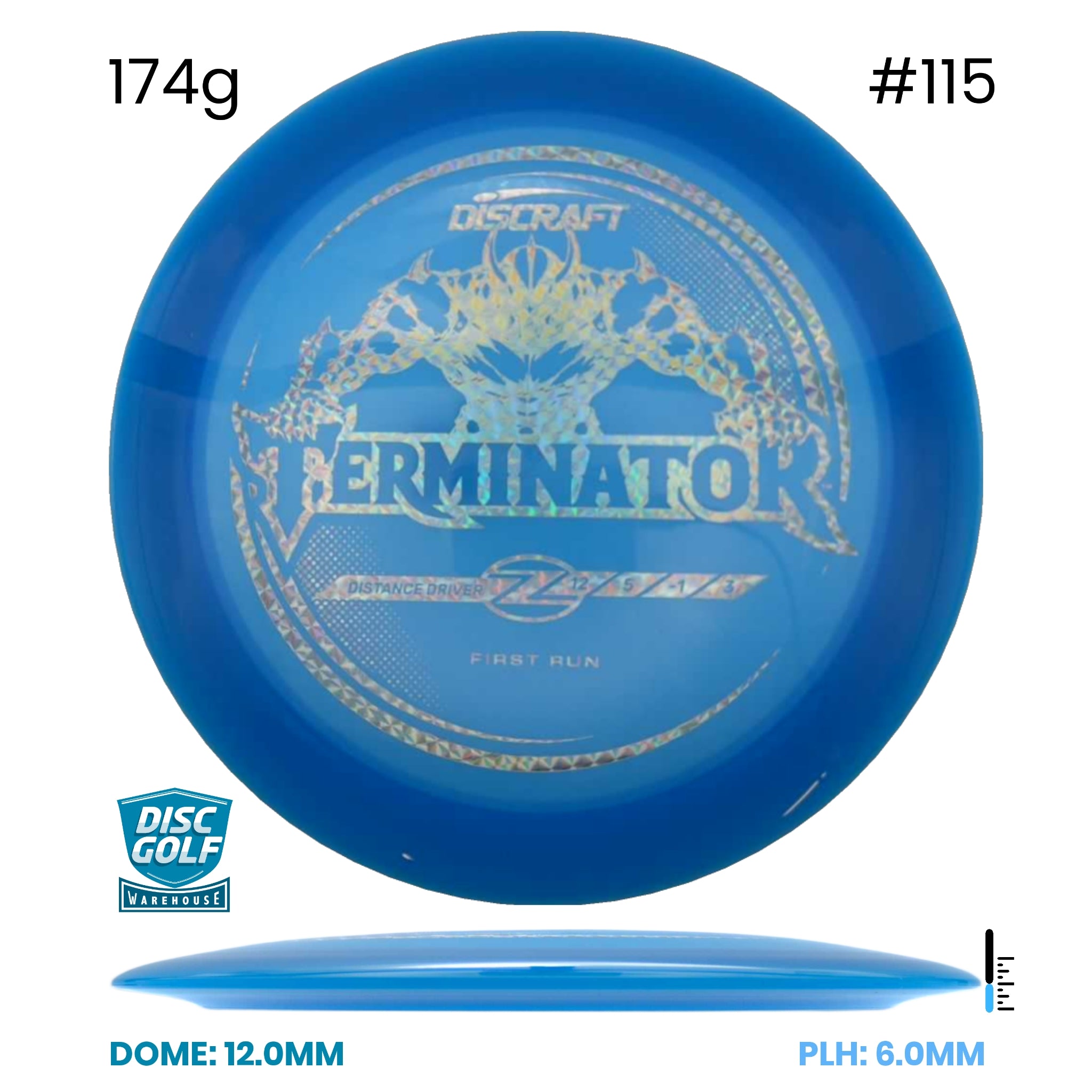 Disc Golf Warehouse Discraft Terminator - Z Plastic - First Run Blue/Silver Holographic 174g
