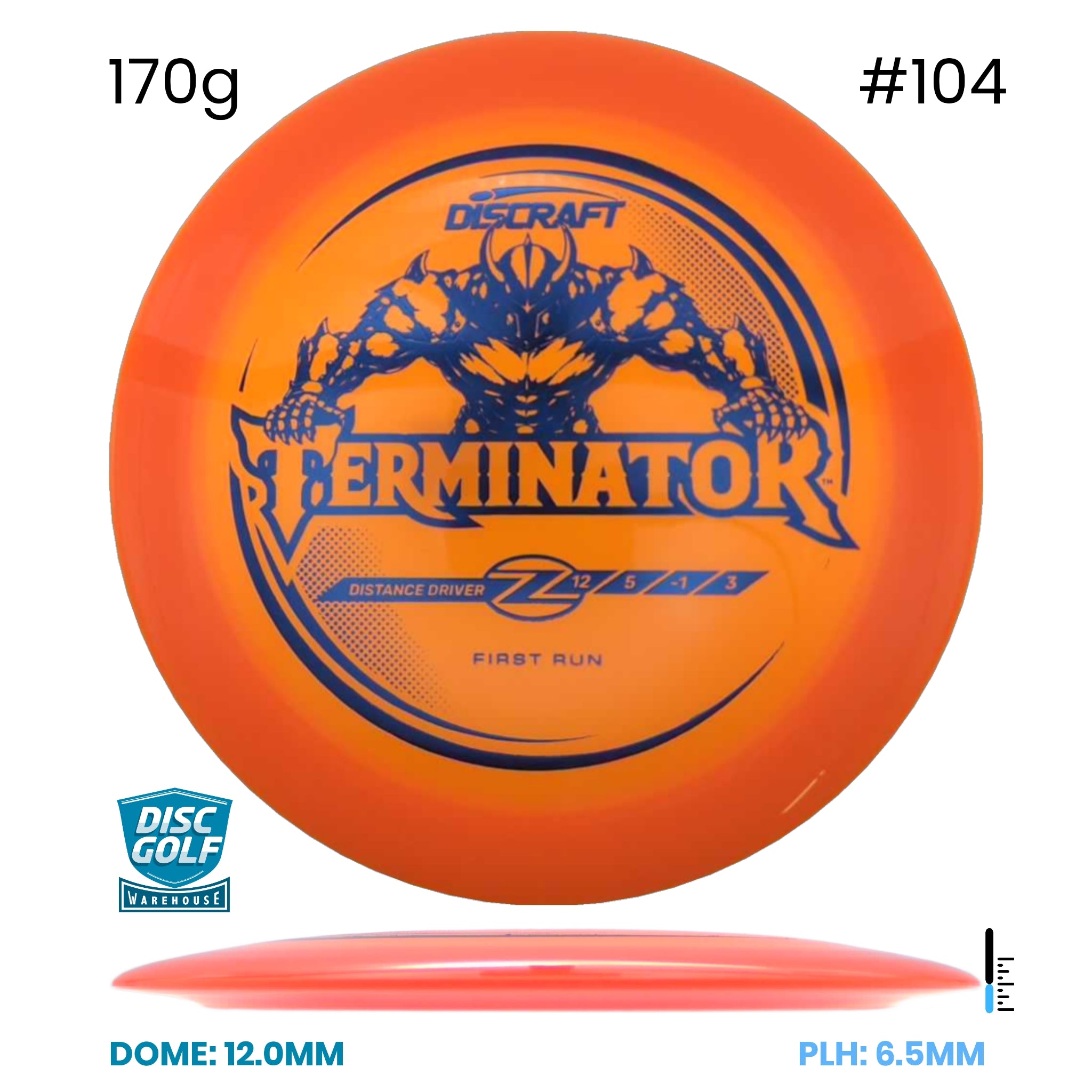 Disc Golf Warehouse Discraft Terminator - Z Plastic - First Run Orange/Blue Metallic 170g