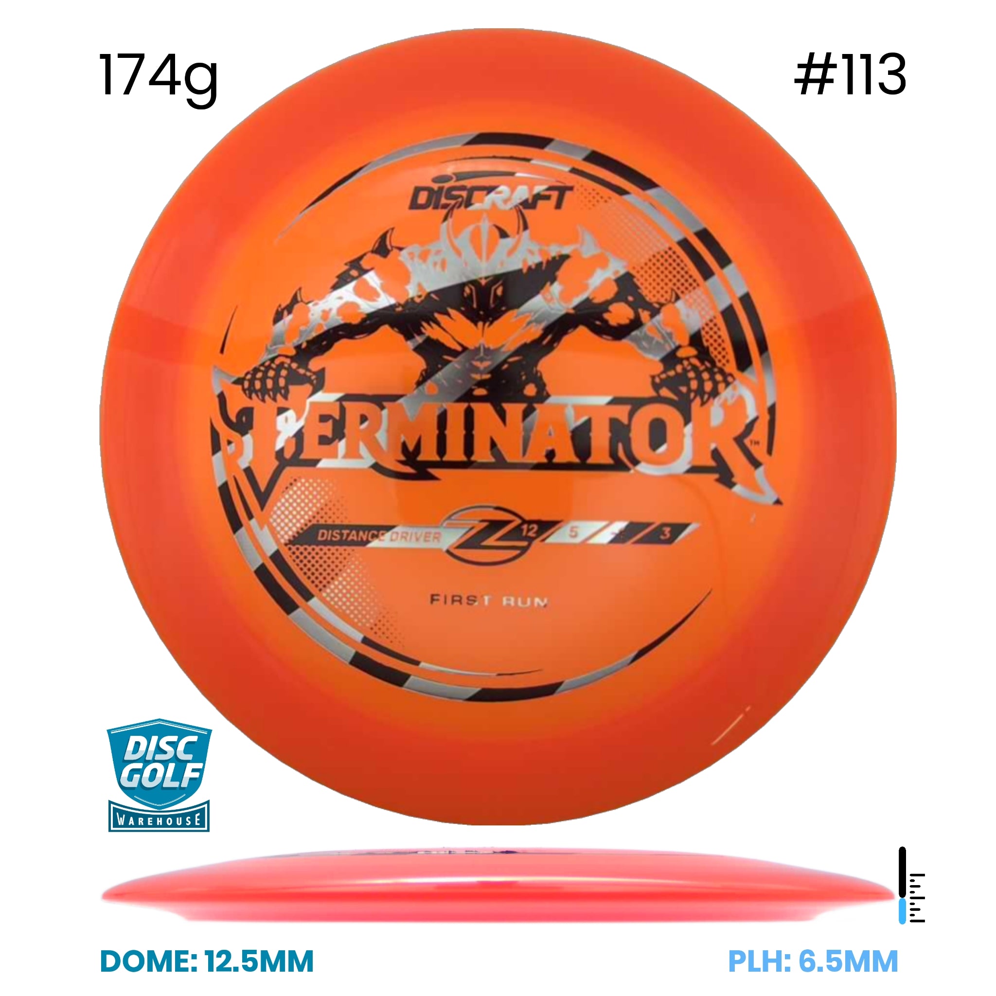 Disc Golf Warehouse Discraft Terminator - Z Plastic - First Run Orange/Silver, Black 174g