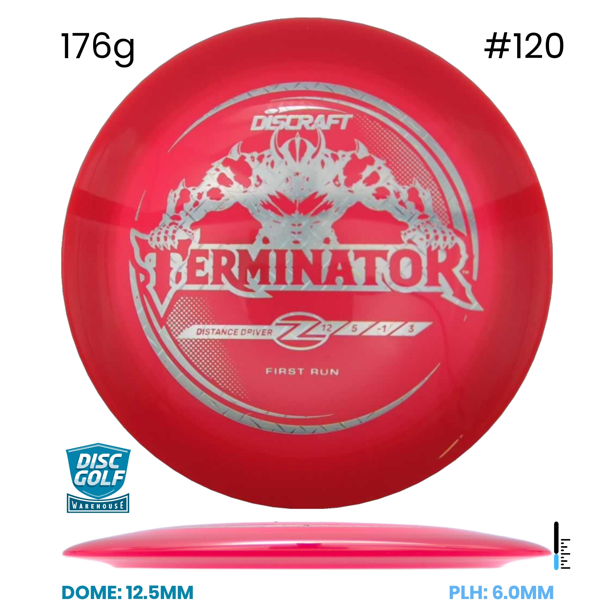 Disc Golf Warehouse Discraft Terminator - Z Plastic - First Run Red/Silver 176g