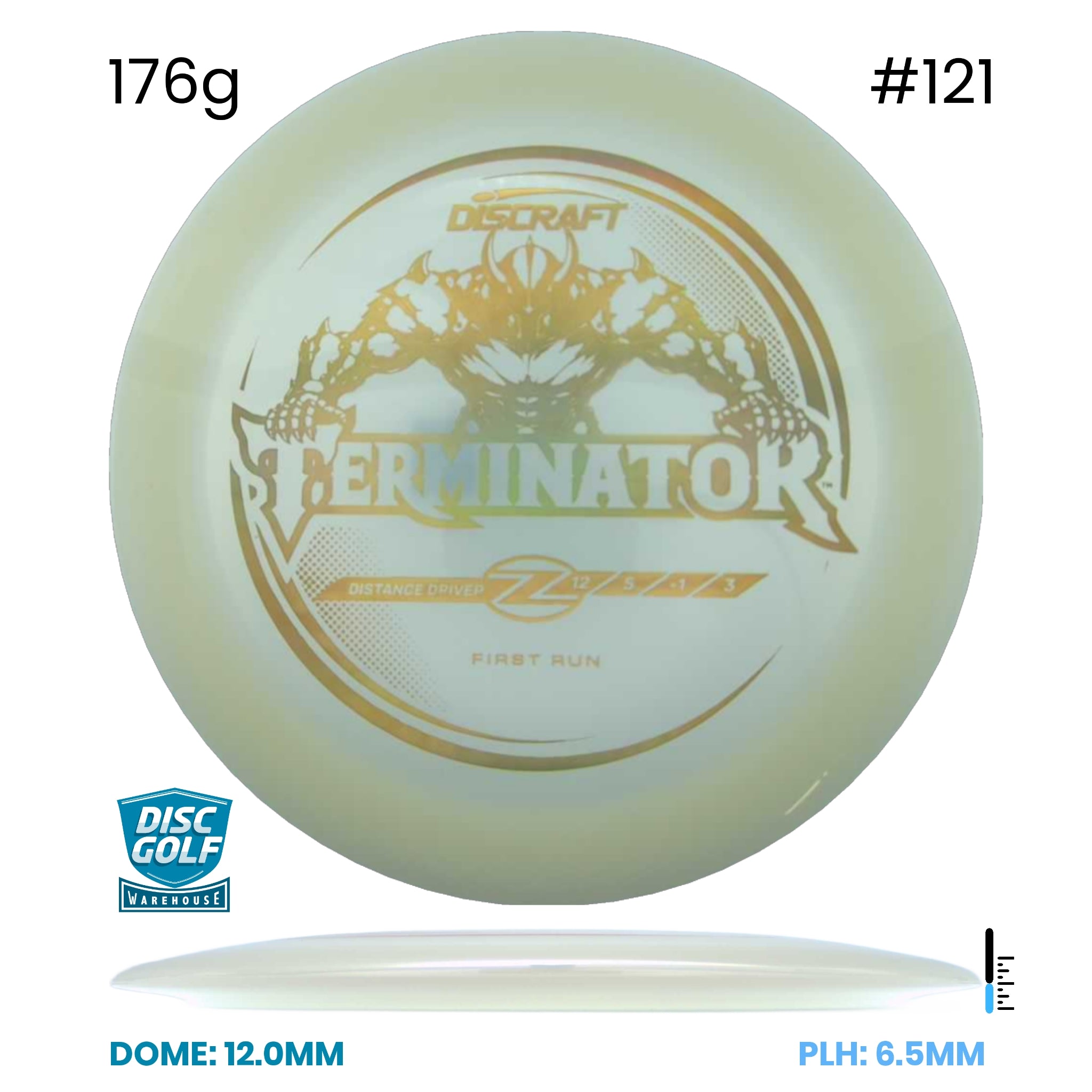 Disc Golf Warehouse Discraft Terminator - Z Plastic - First Run White/Gold 176g