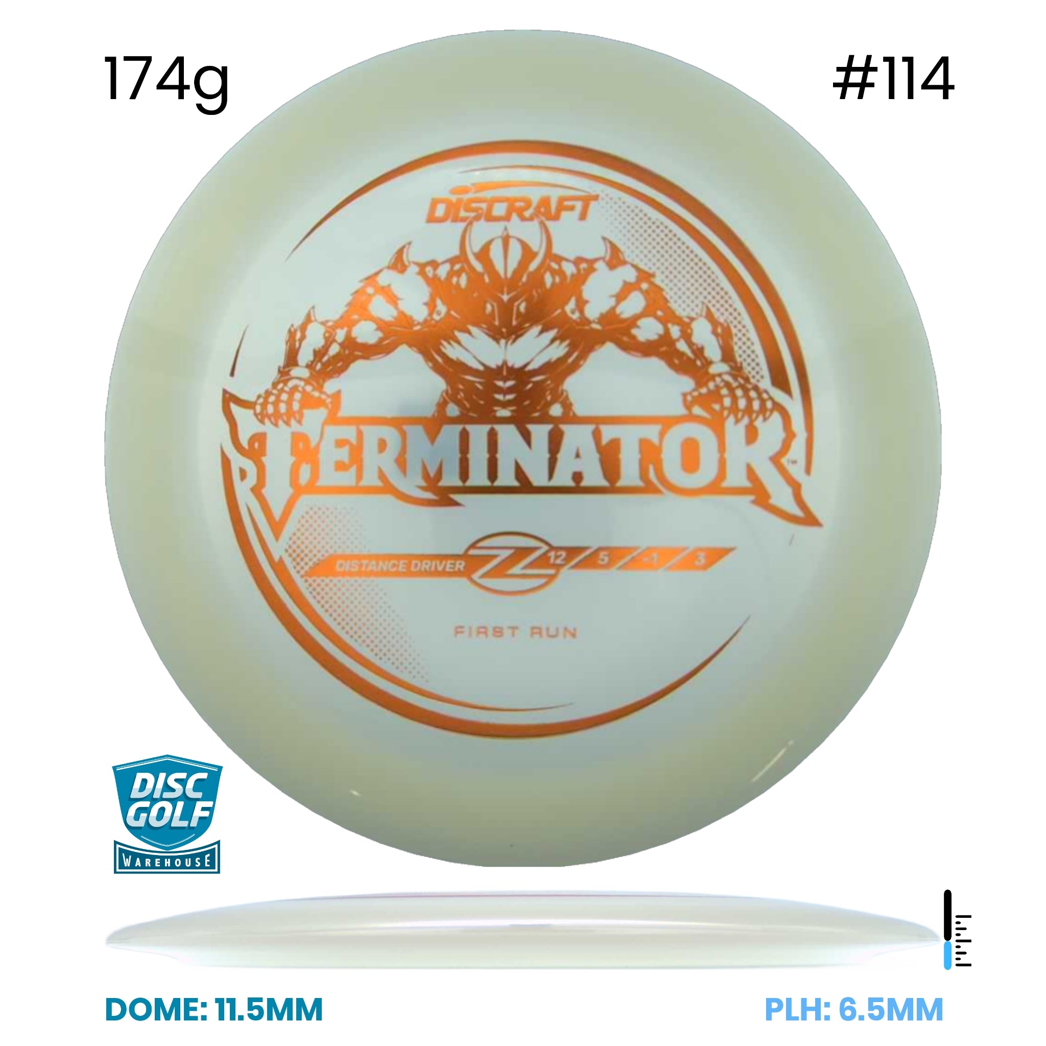 Disc Golf Warehouse Discraft Terminator - Z Plastic - First Run White/Red Metallic 174g