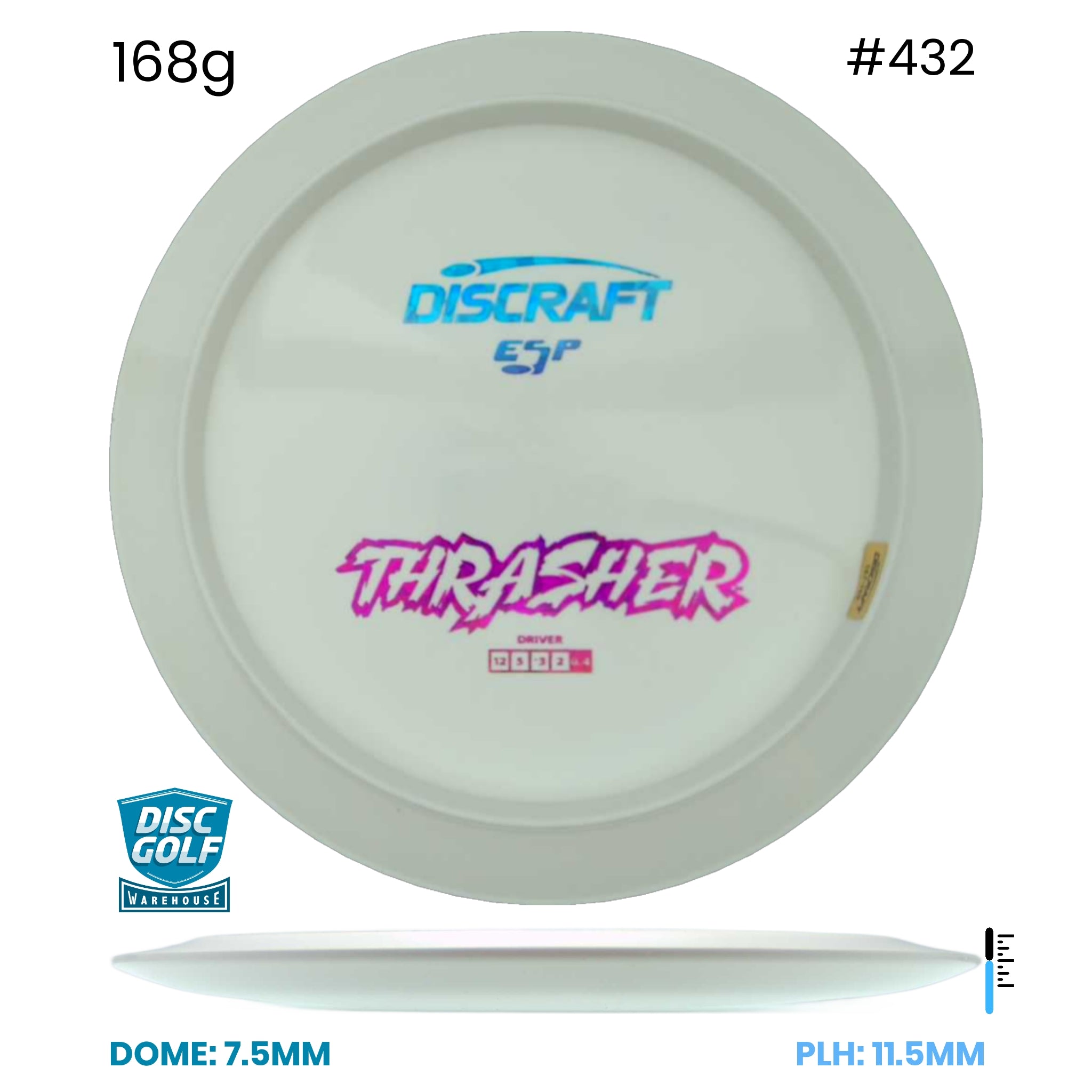Disc Golf Warehouse Discraft Thrasher - ESP Plastic - Blank White Bottom Stamp White/Red Metallic, Blue Metallic 168g