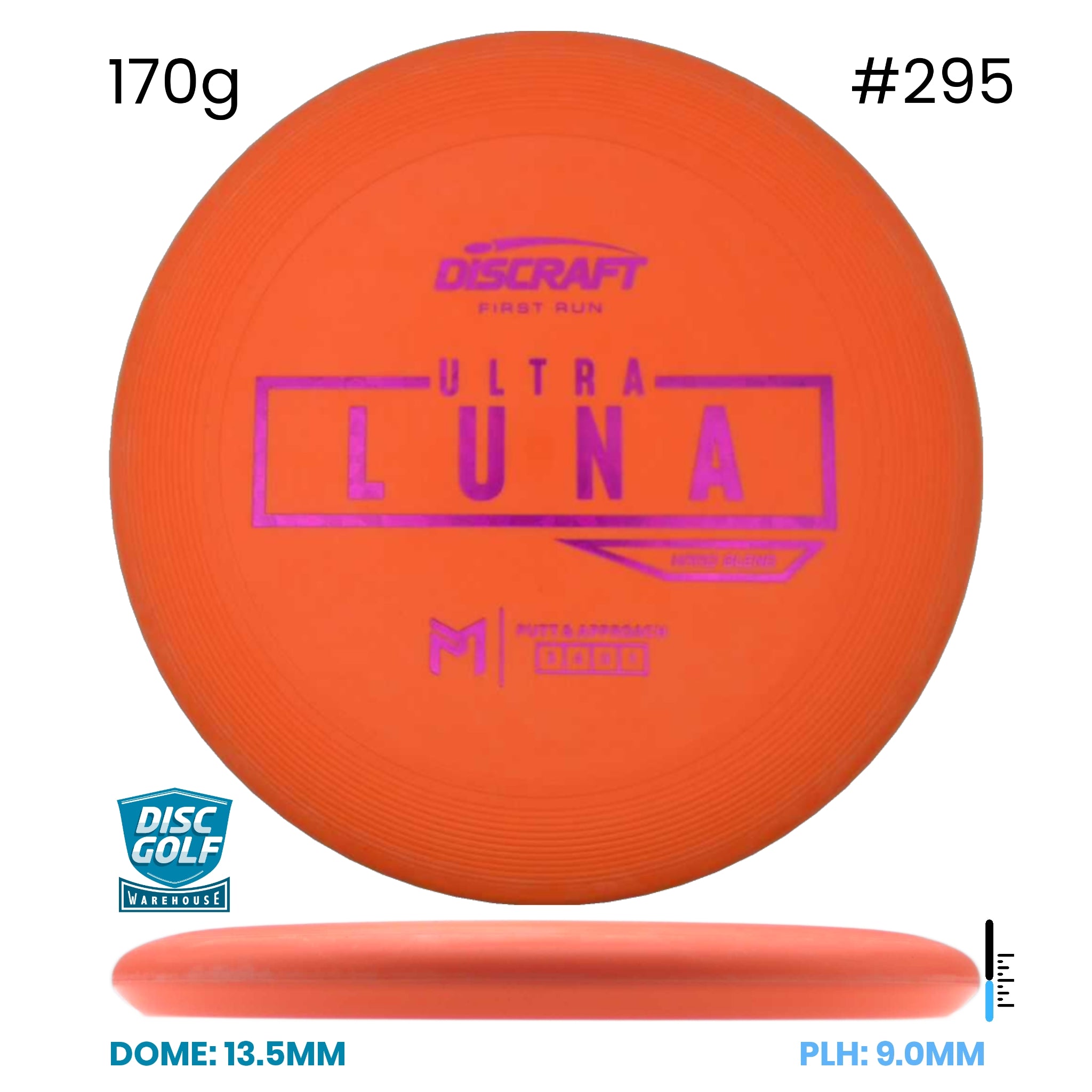 Disc Golf Warehouse Discraft UltraLuna - Putter Line Hard Orange#295/Purple Metallic 170g