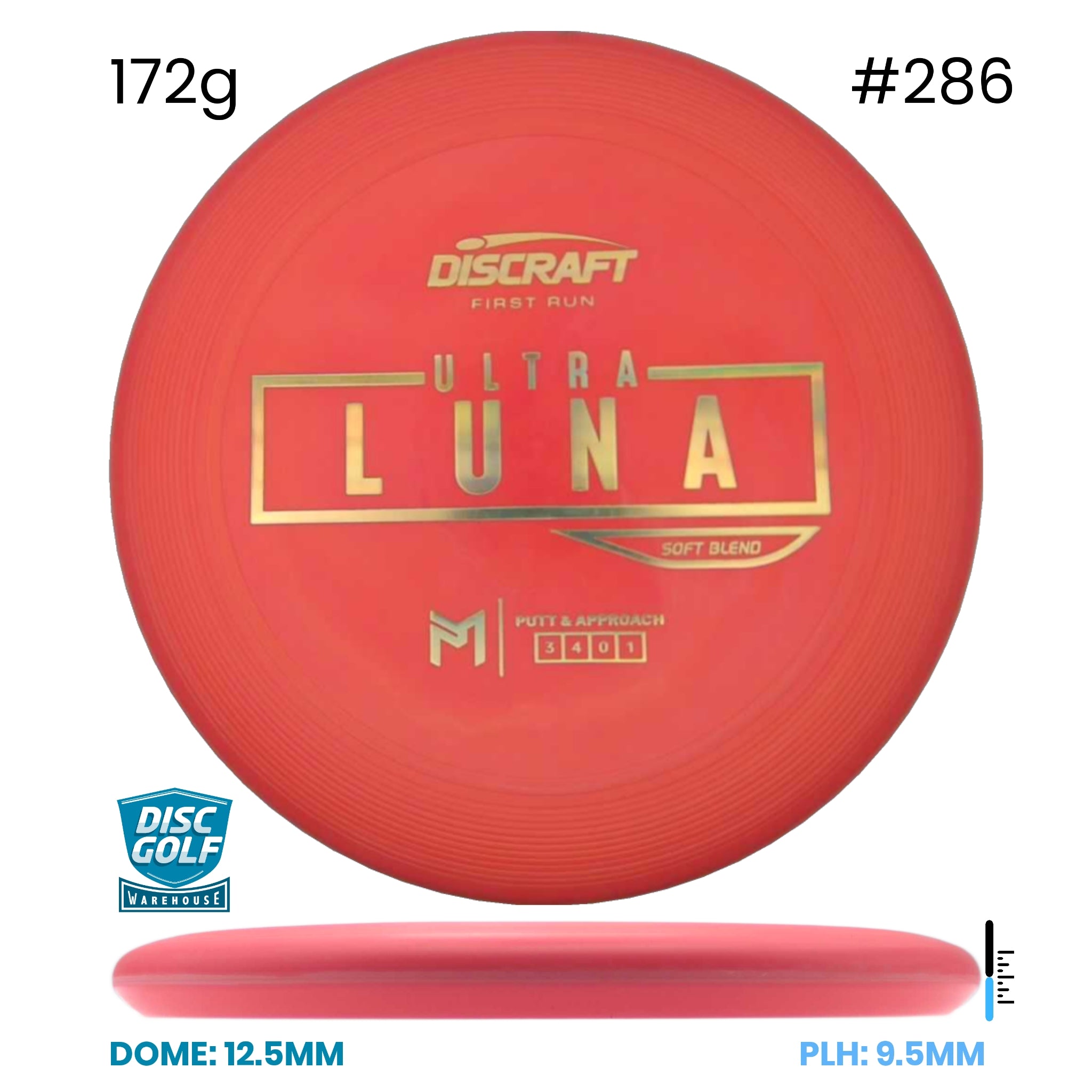 Disc Golf Warehouse Discraft UltraLuna - Putter Line Soft Orange/#286/Gold 172g