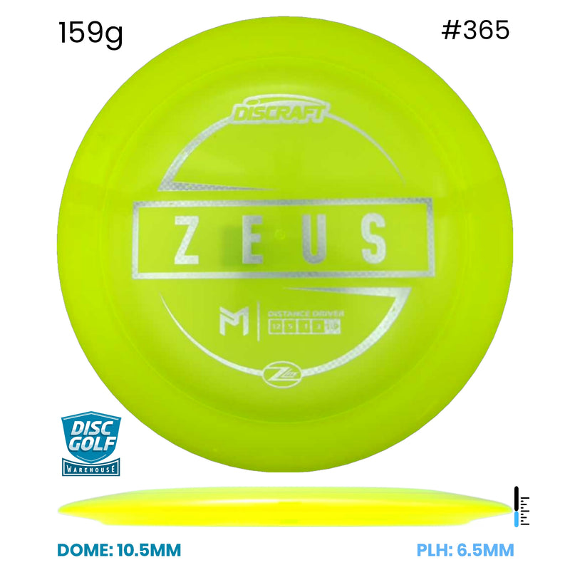 Disc Golf Warehouse Discraft Zeus - Paul McBeth Z Lite Plastic Yellow/Silver 159g